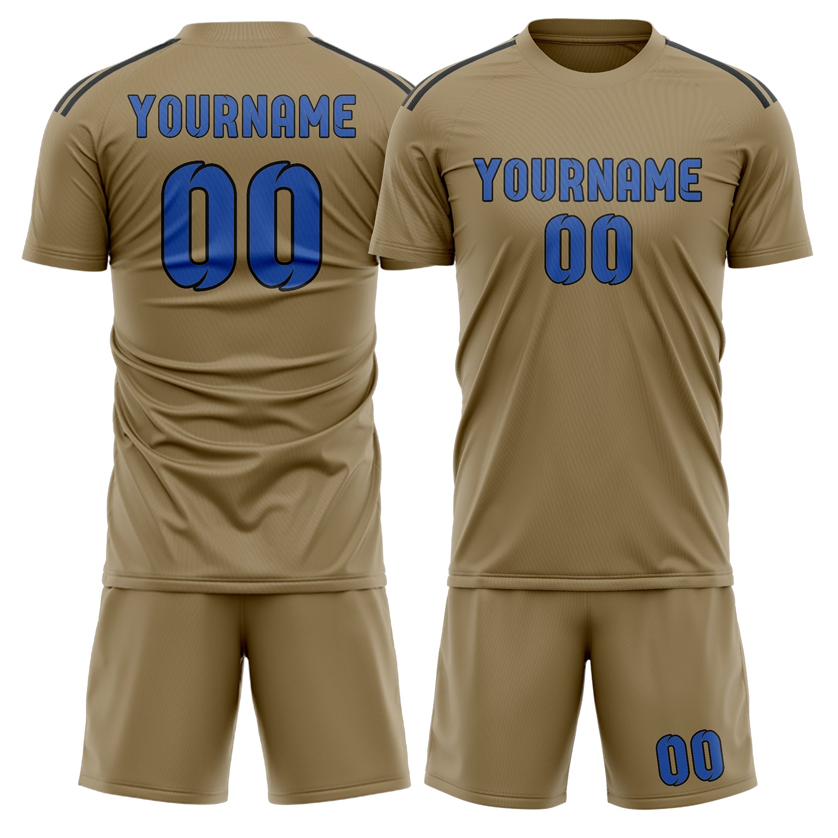 Maßgeschneidertes Professionelles Hellkhaki Himmelblau Fußballtrikot-Set