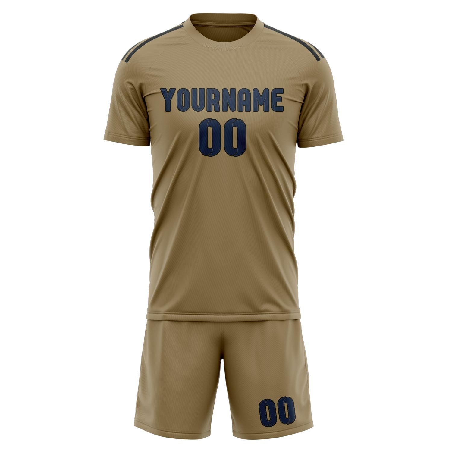 Maßgeschneidertes Professionelles Hellkhaki Marineblau Fußballtrikot-Set