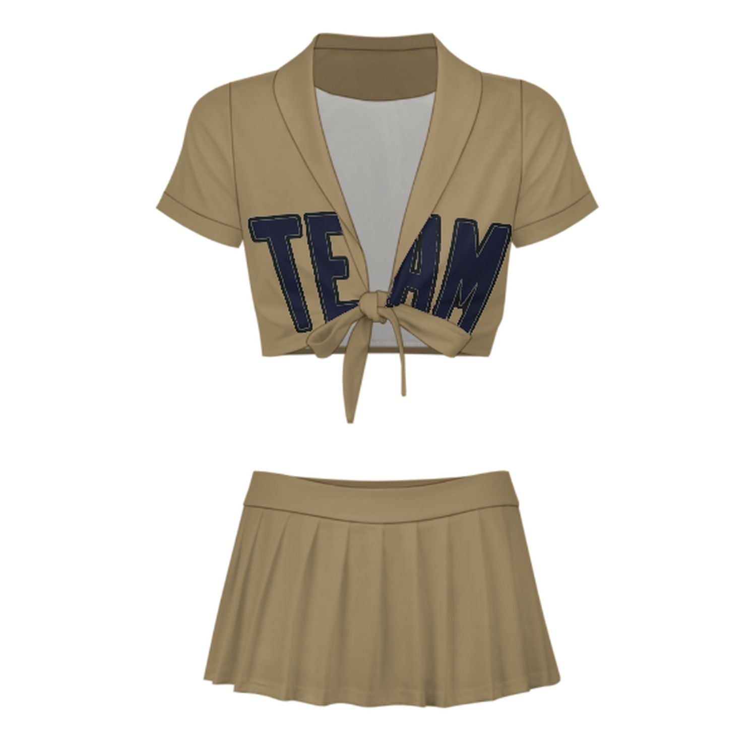 Maßgeschneidertes Hellkhaki Stahlblau Cheerleader Outfit Set