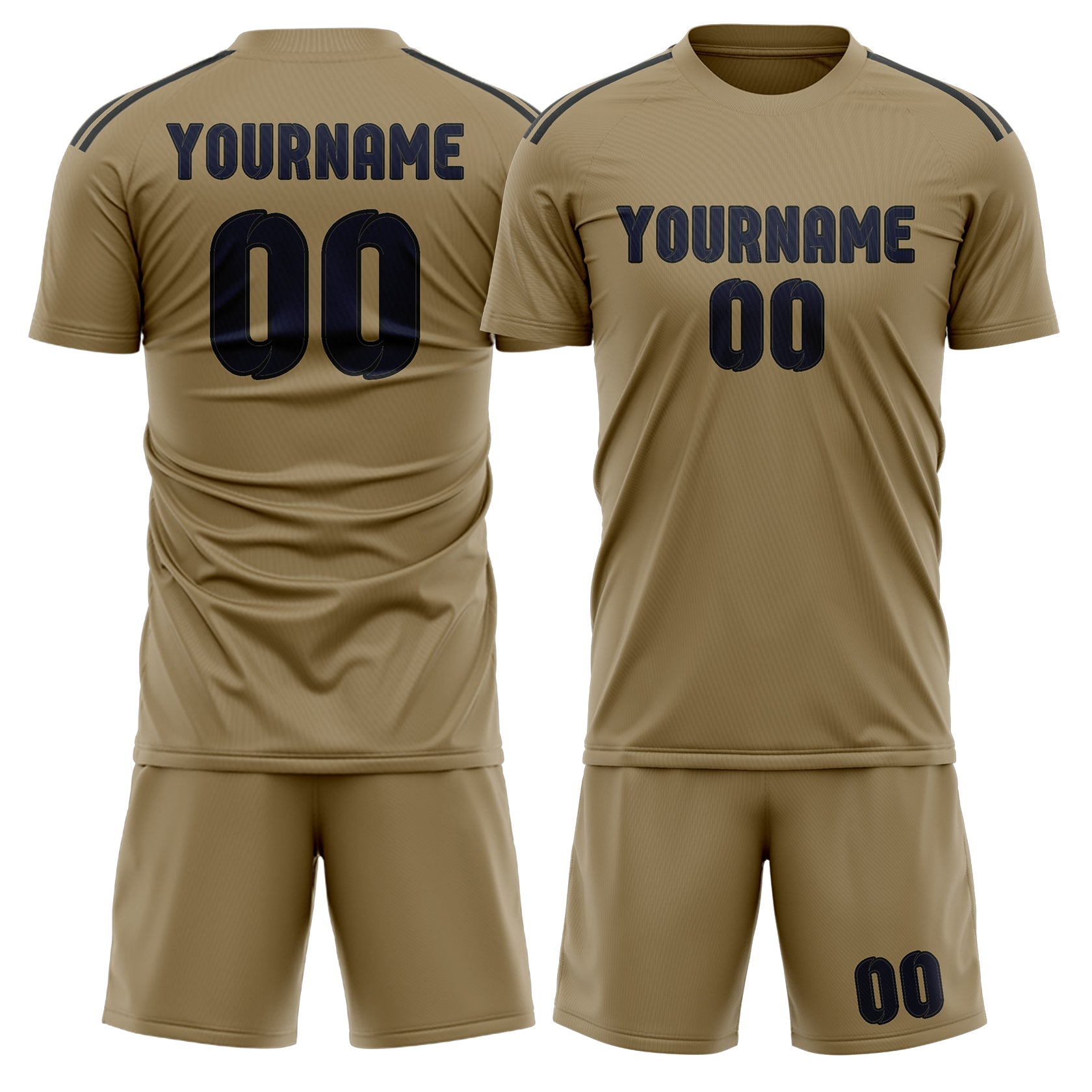 Maßgeschneidertes Professionelles Hellkhaki Stahlblau Fußballtrikot-Set