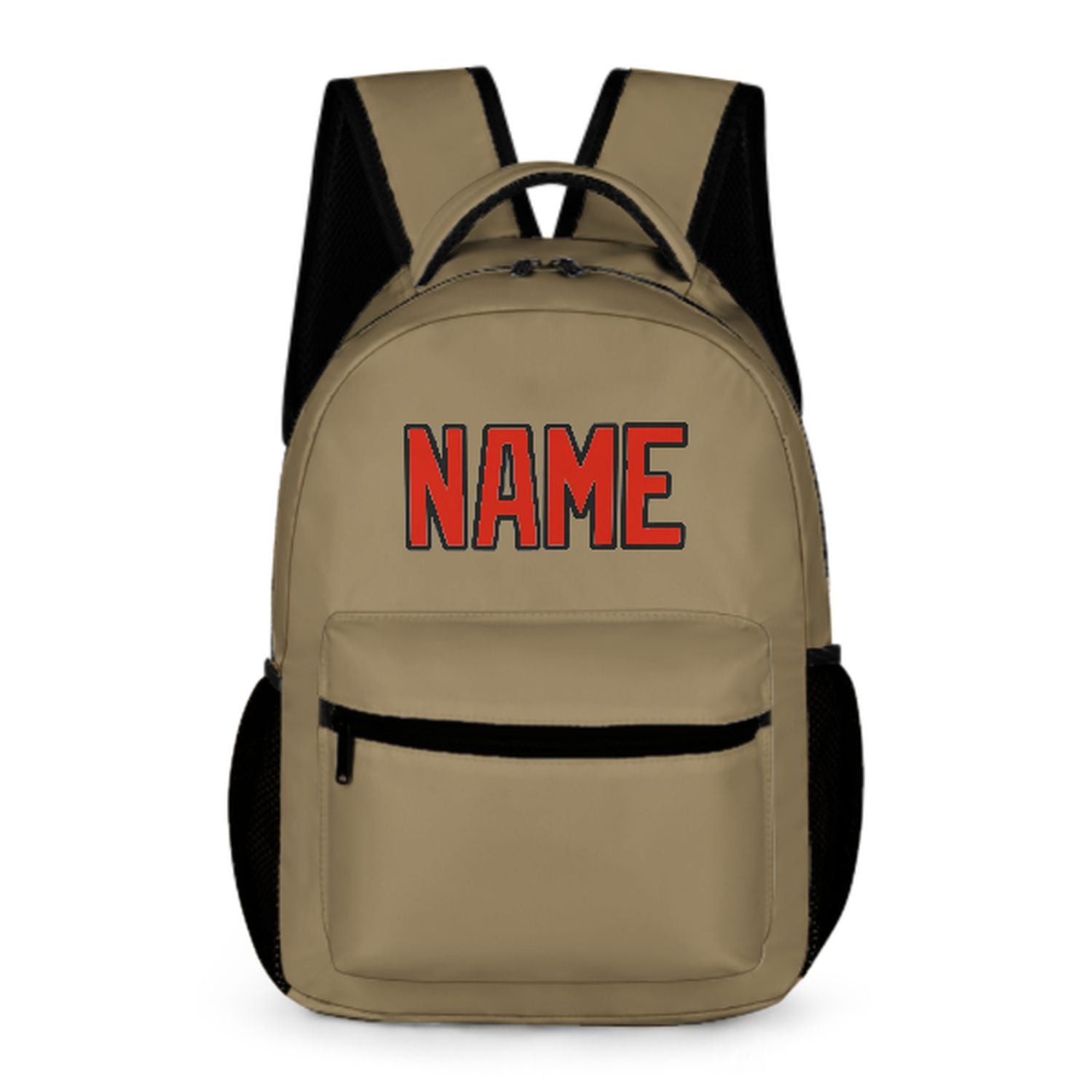 Maßgeschneidertes Hellkhaki Orangerot Kinderrucksack