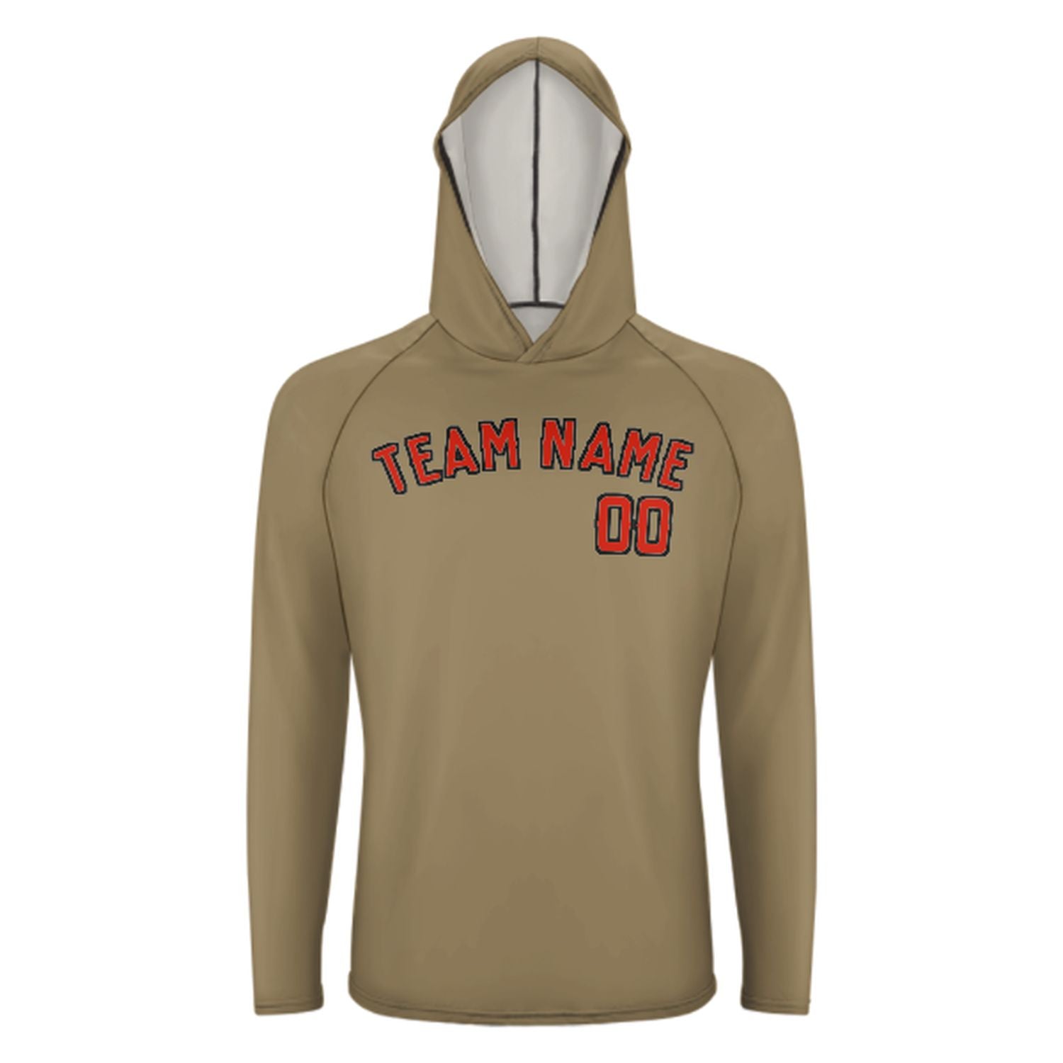 Maßgeschneidertes Hellkhaki Orangerot UV-Hoodie