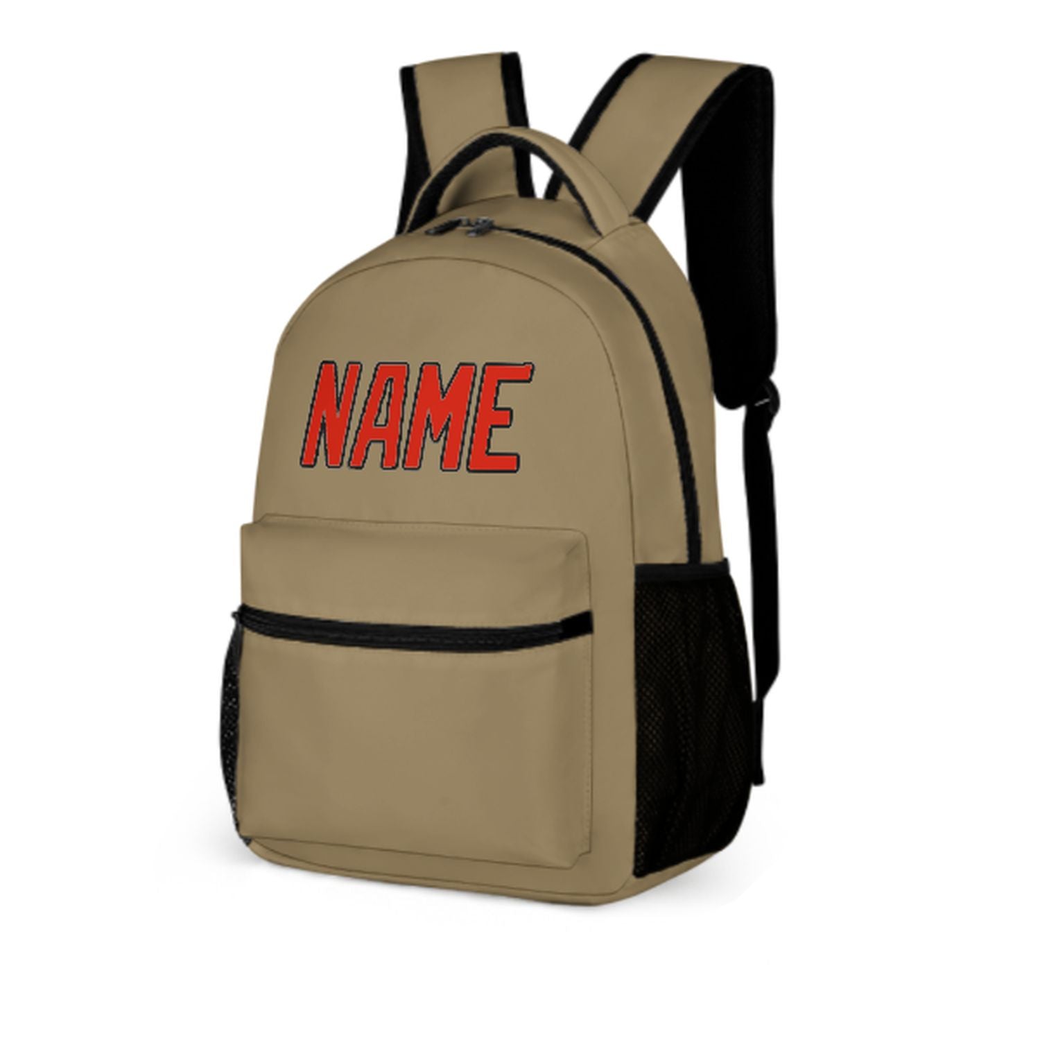 Maßgeschneidertes Hellkhaki Orangerot Kinderrucksack