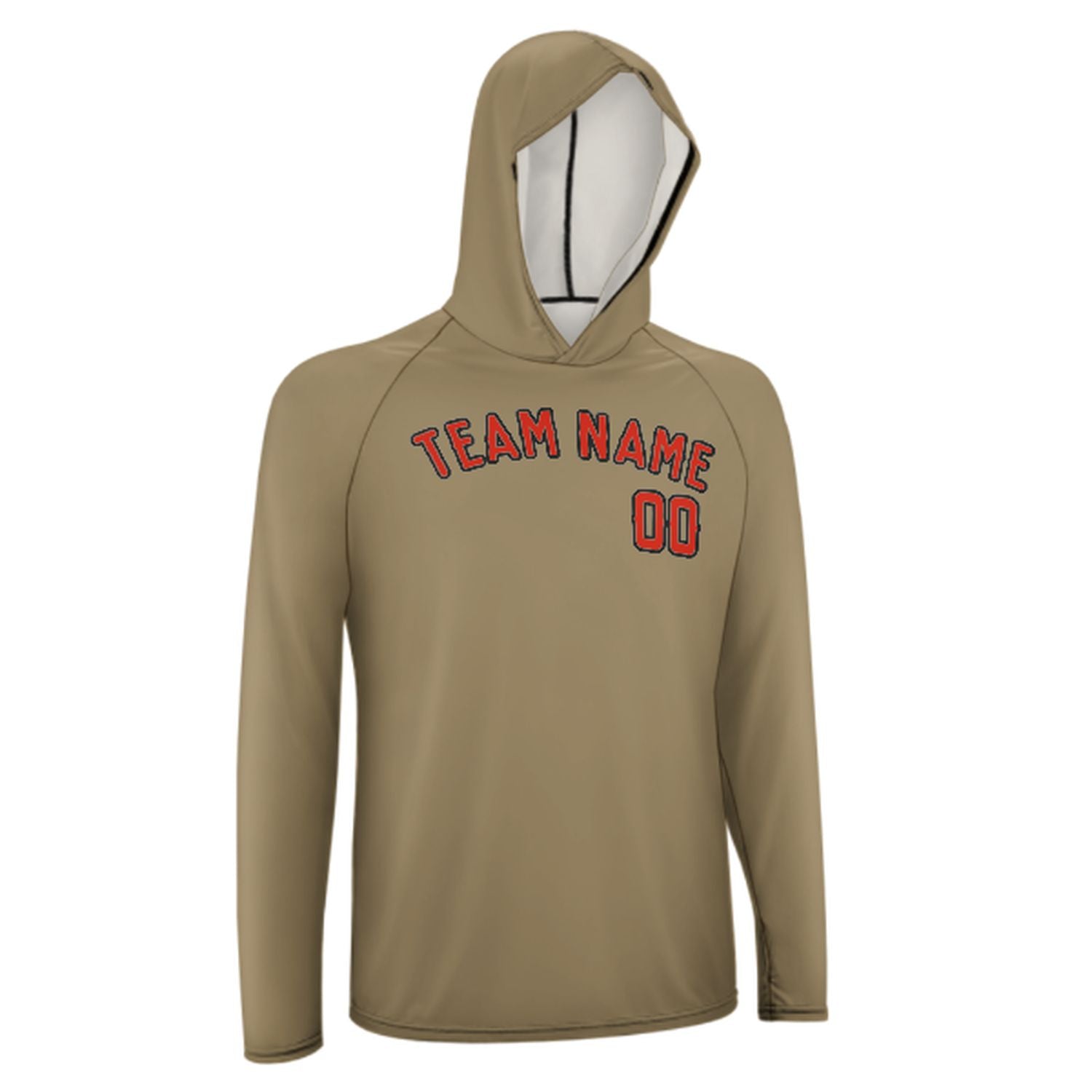 Maßgeschneidertes Hellkhaki Orangerot UV-Hoodie