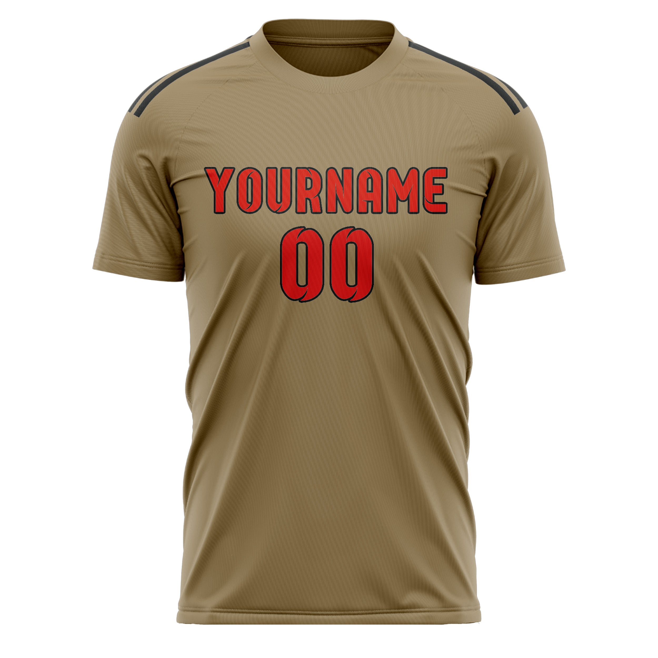 Benutzerdefiniertes Professionelles Hellkhaki Orangerot Fußballtrikot