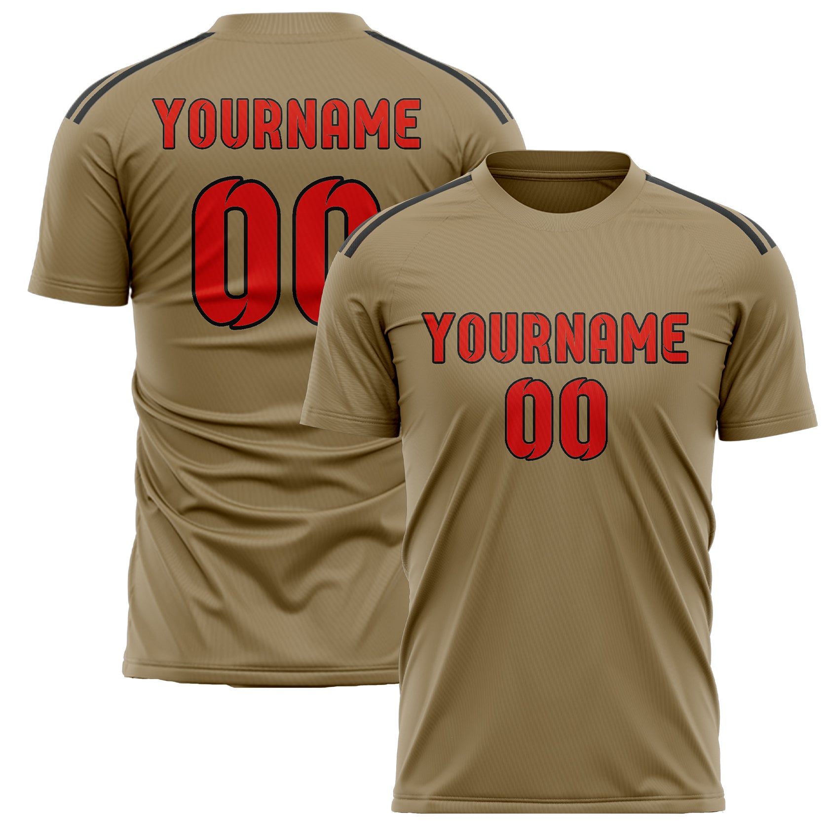 Benutzerdefiniertes Professionelles Hellkhaki Orangerot Fußballtrikot