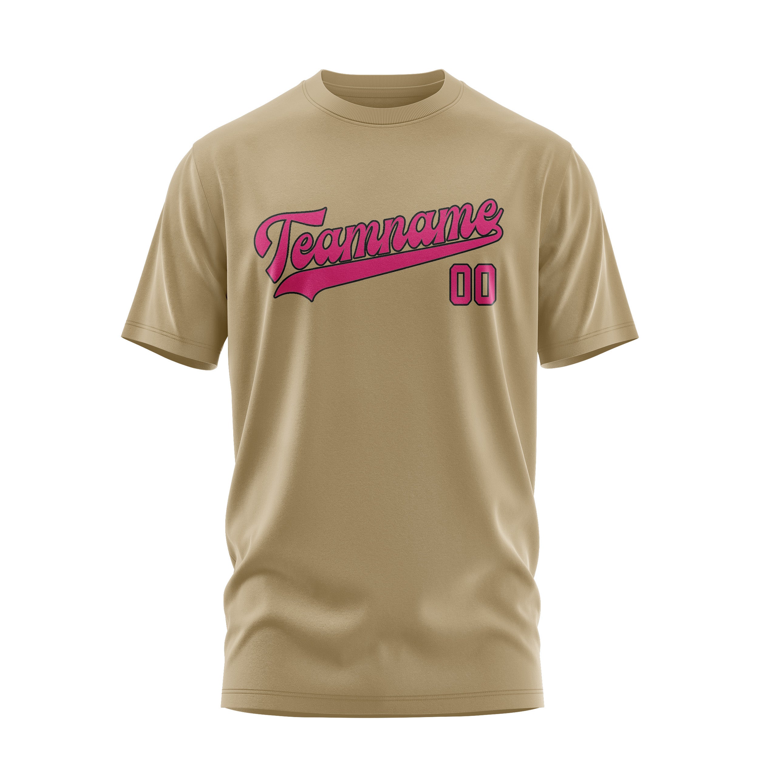 Maßgeschneidertes Hellkhaki Rosarot T-Shirt