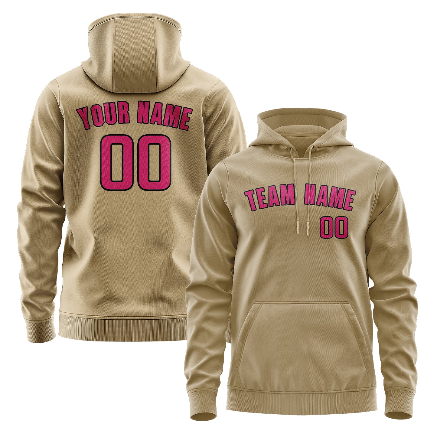 Maßgeschneidertes Hellkhaki Rosarot Hoodie