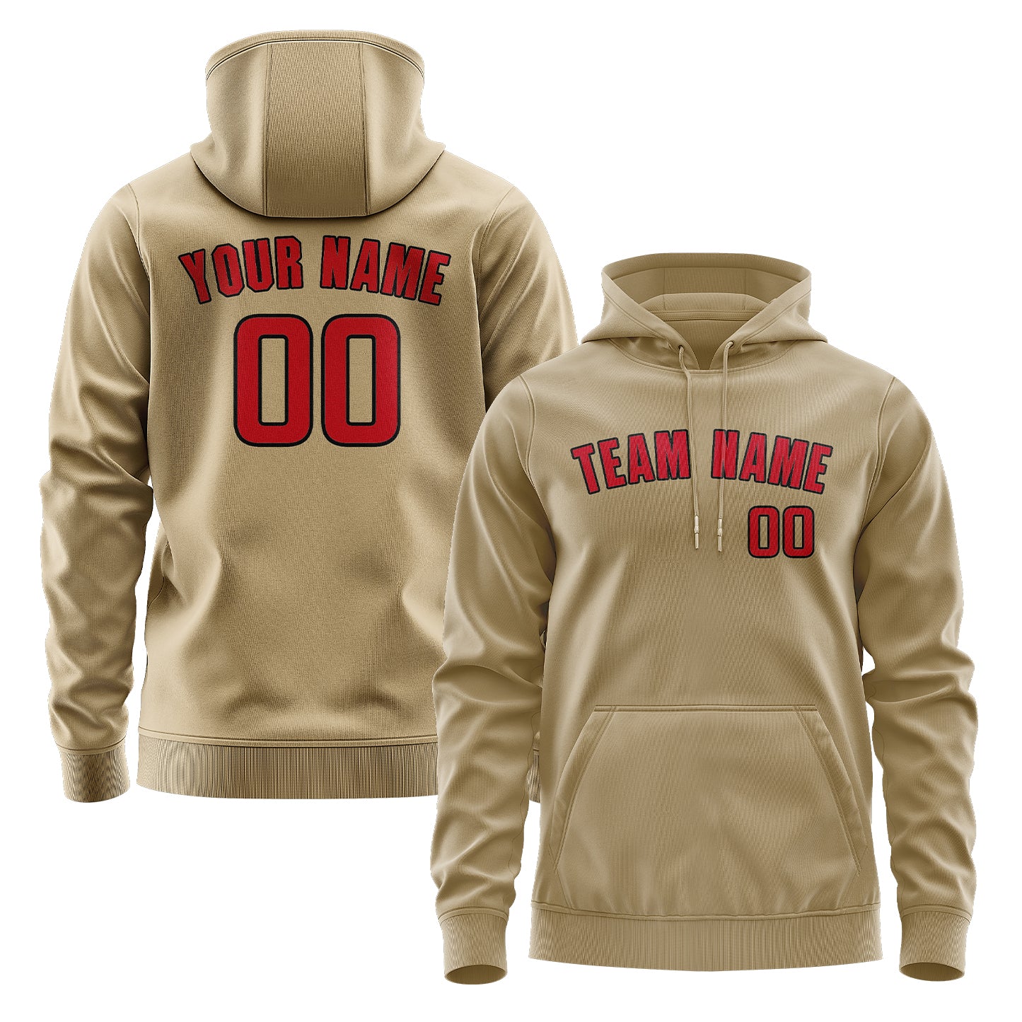 Maßgeschneidertes Hellkhaki Rot Hoodie
