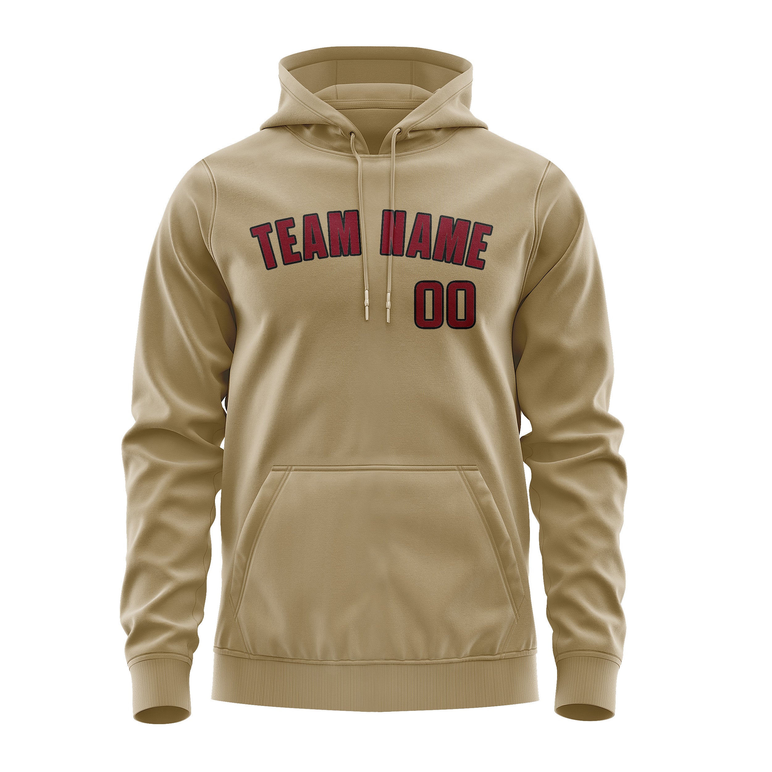 Maßgeschneidertes Hellkhaki Karmesinrot Hoodie