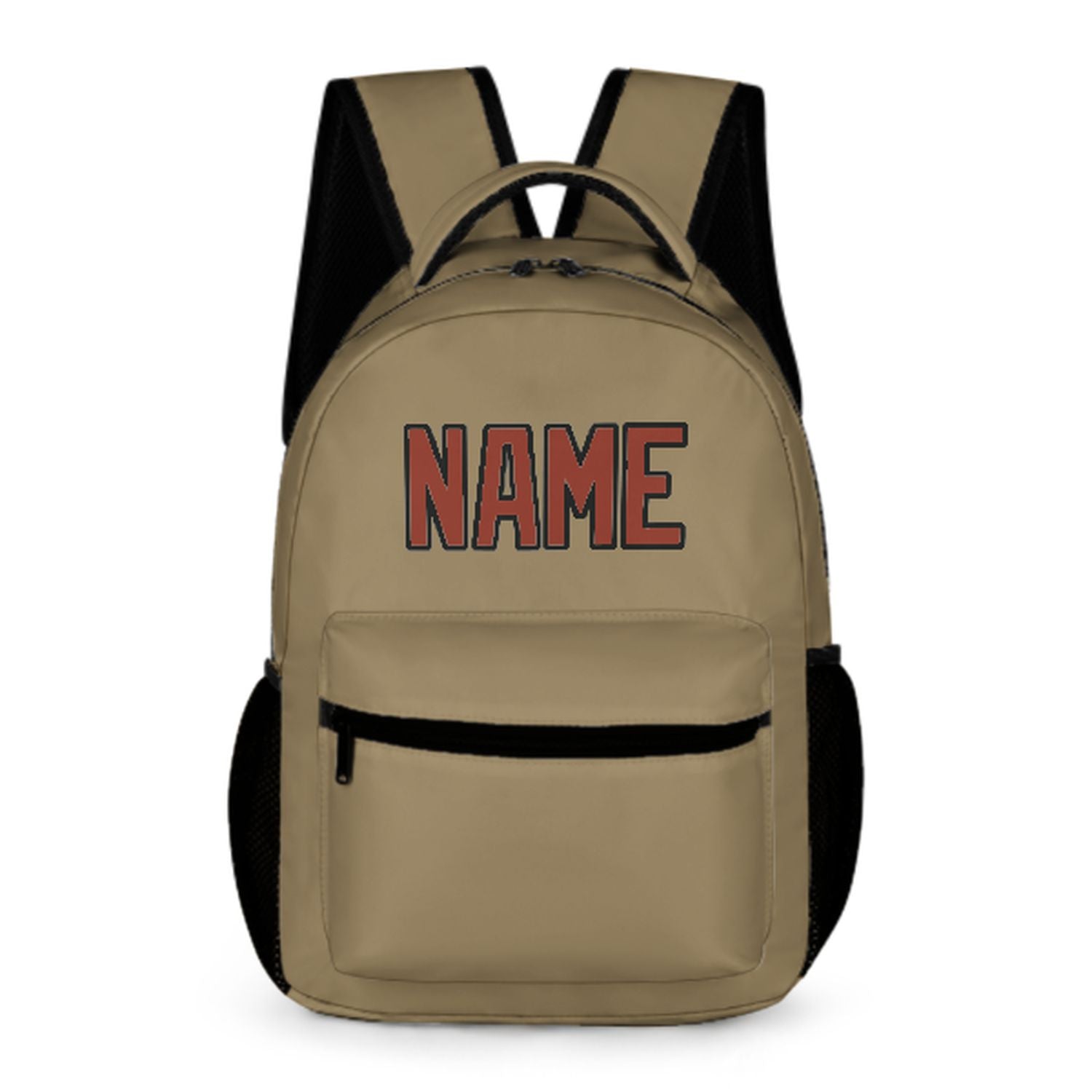 Maßgeschneidertes Hellkhaki Korallenrot Kinderrucksack