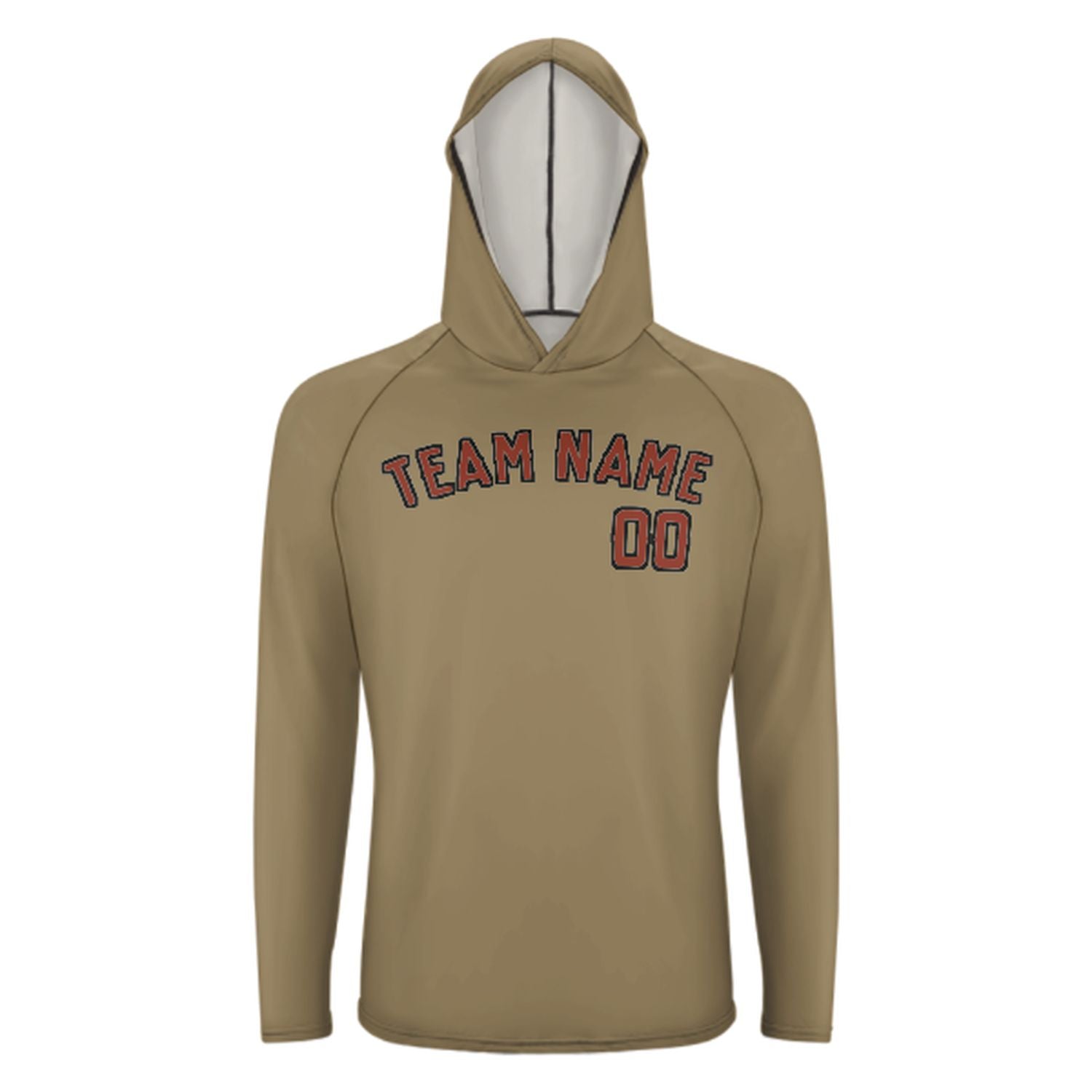 Maßgeschneidertes Hellkhaki Korallenrot UV-Hoodie