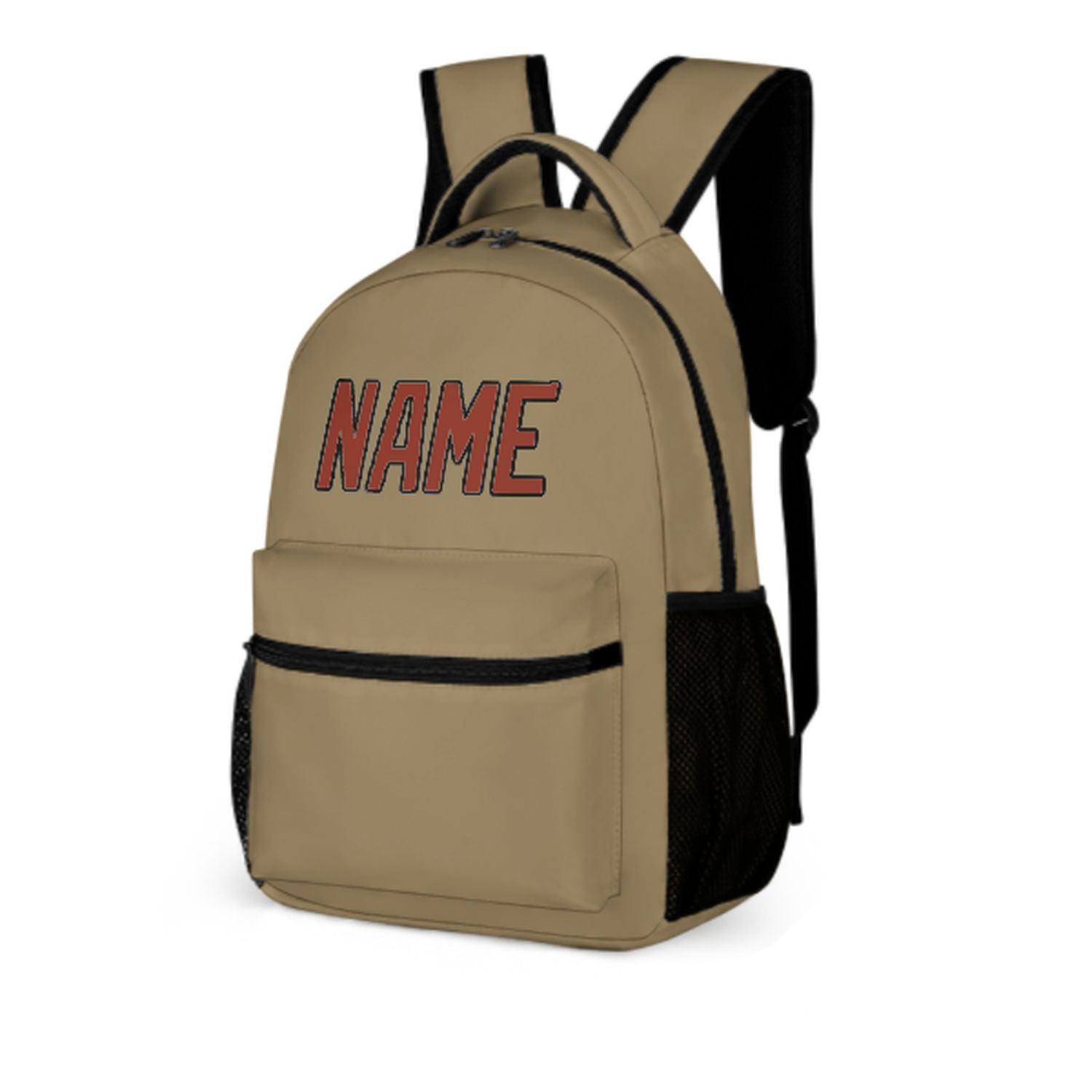 Maßgeschneidertes Hellkhaki Korallenrot Kinderrucksack