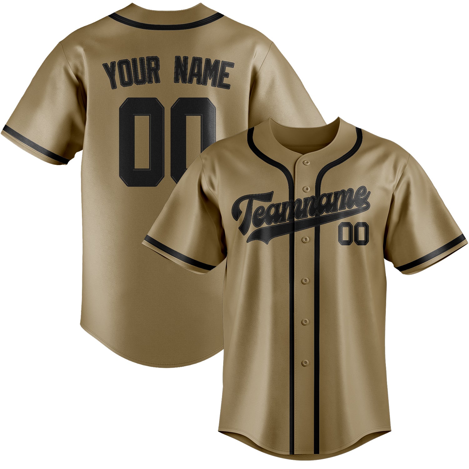 Benutzerdefiniertes Professionelles Hellkhaki Schwarz Baseballtrikot