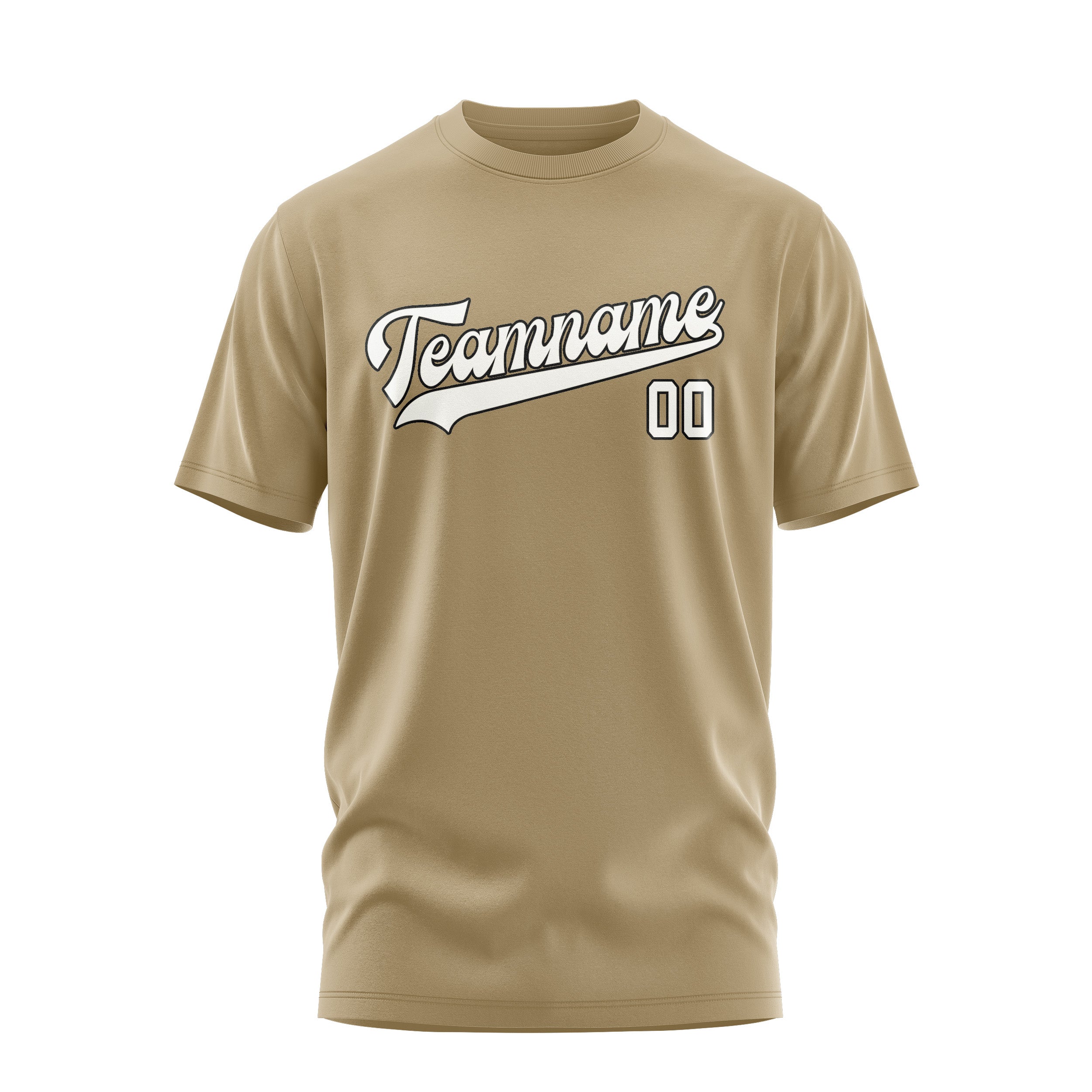 Maßgeschneidertes Hellkhaki Weiß T-Shirt