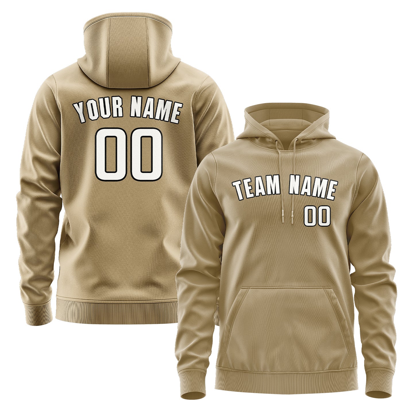 Maßgeschneidertes Hellkhaki Weiß Hoodie