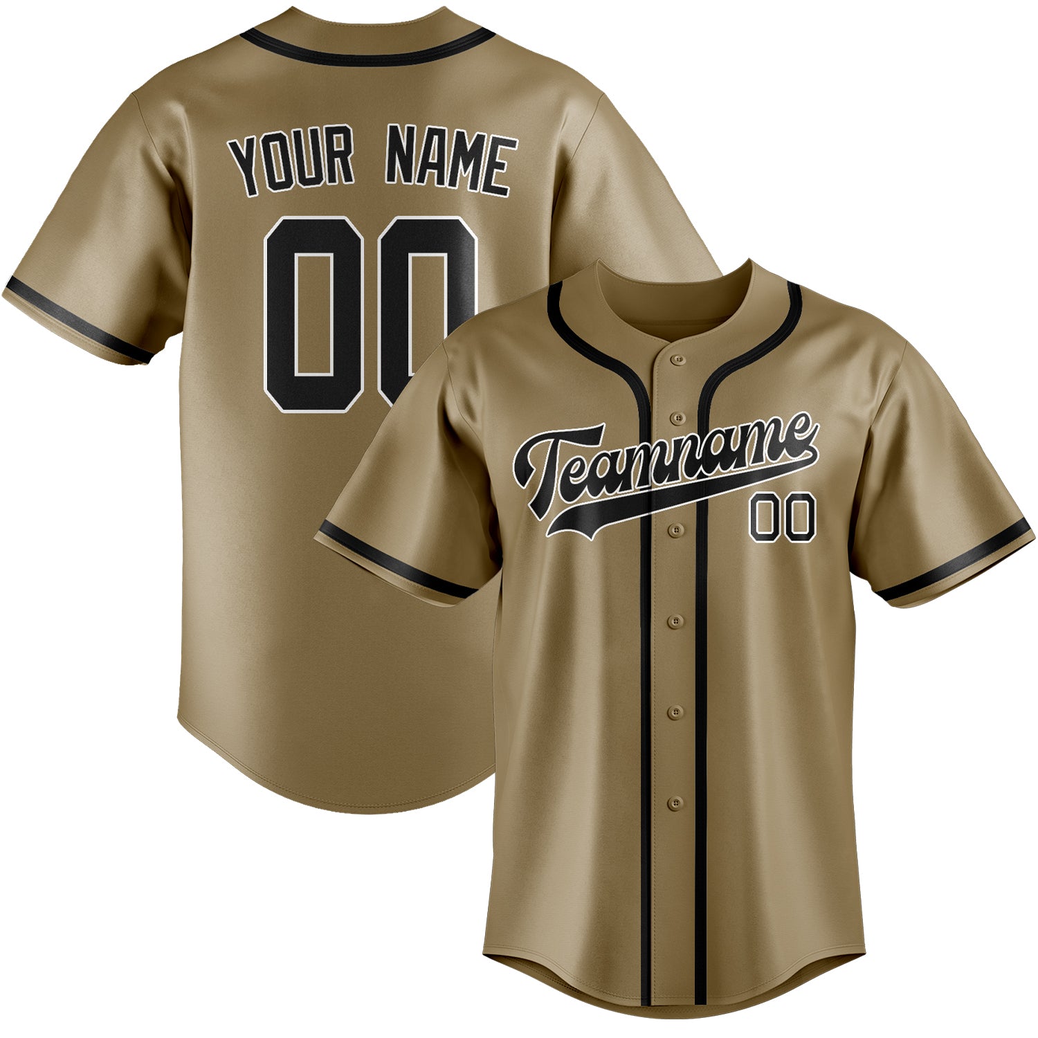 Benutzerdefiniertes Professionelles Hellkhaki Schwarz Baseballtrikot