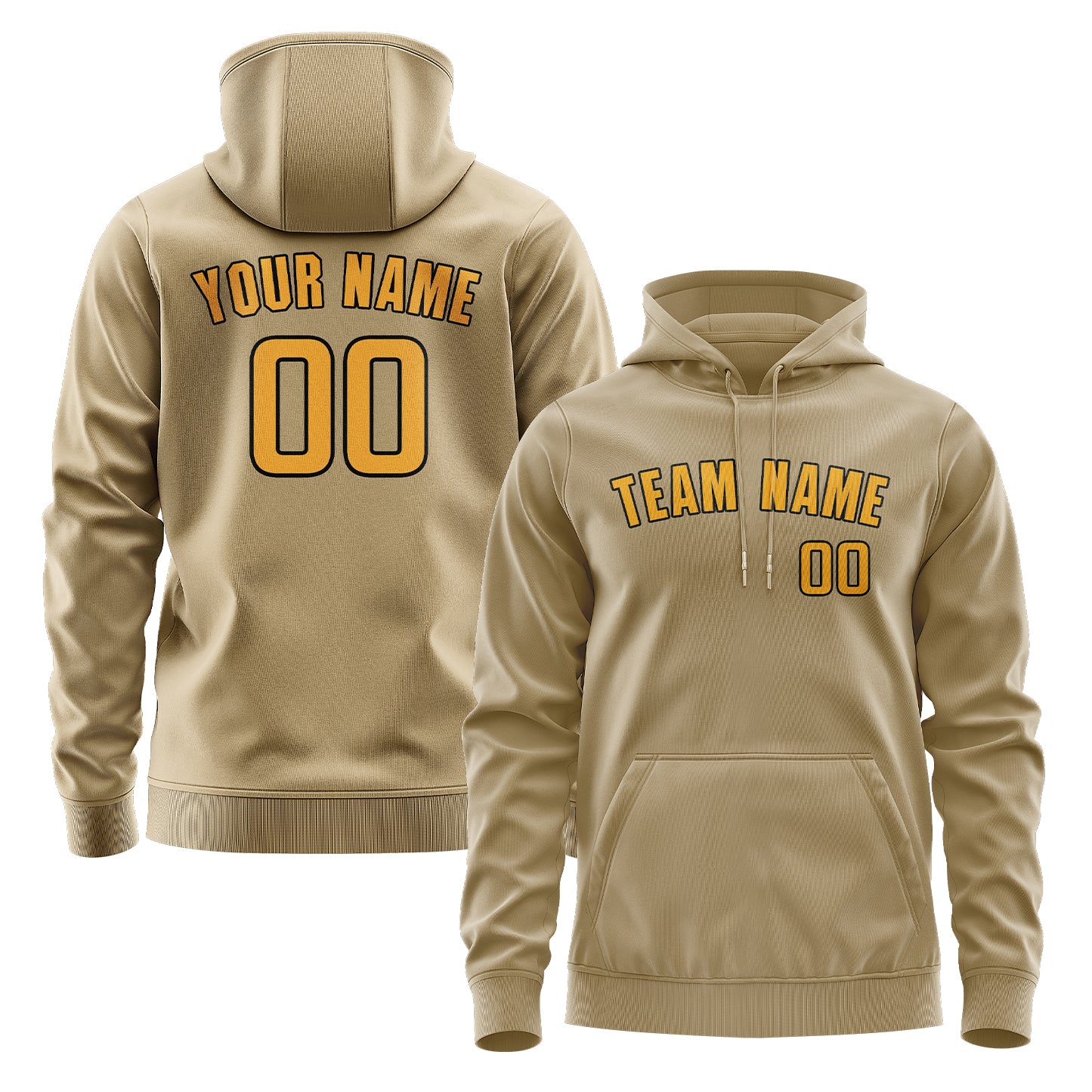 Maßgeschneidertes Hellkhaki Gelb Hoodie