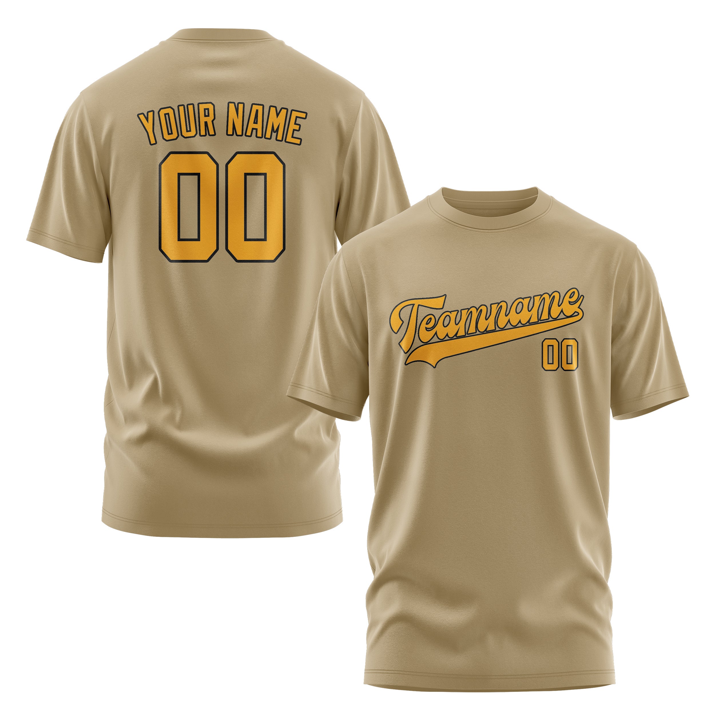 Maßgeschneidertes Hellkhaki Gelb T-Shirt
