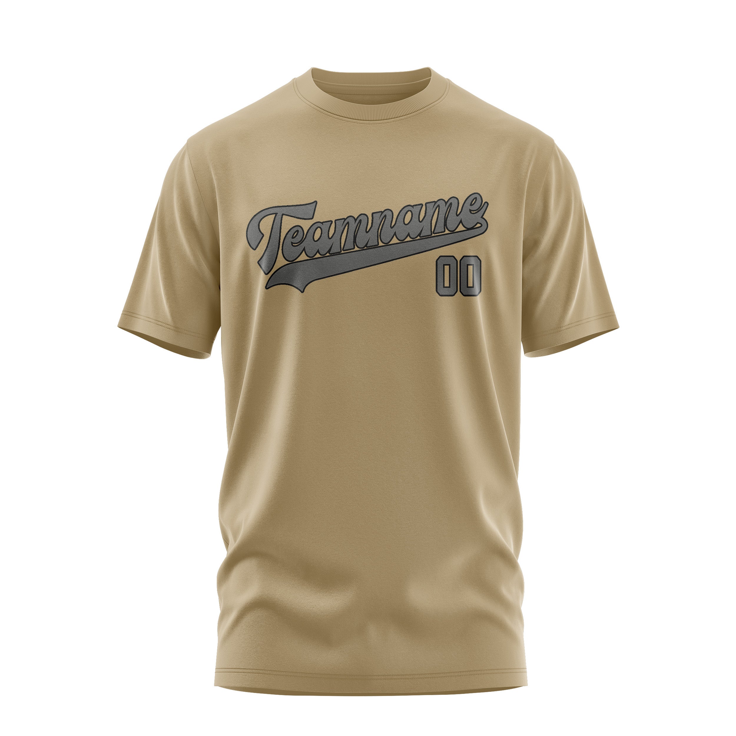 Maßgeschneidertes Hellkhaki Dunkelgrau T-Shirt