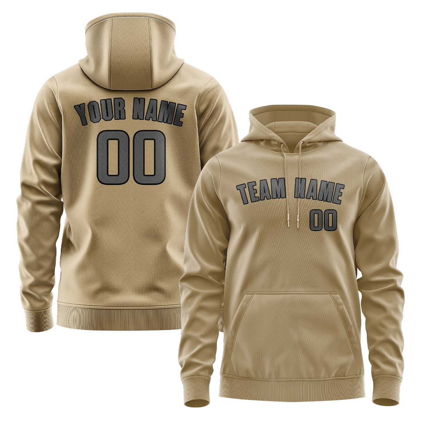 Maßgeschneidertes Hellkhaki Dunkelgrau Hoodie