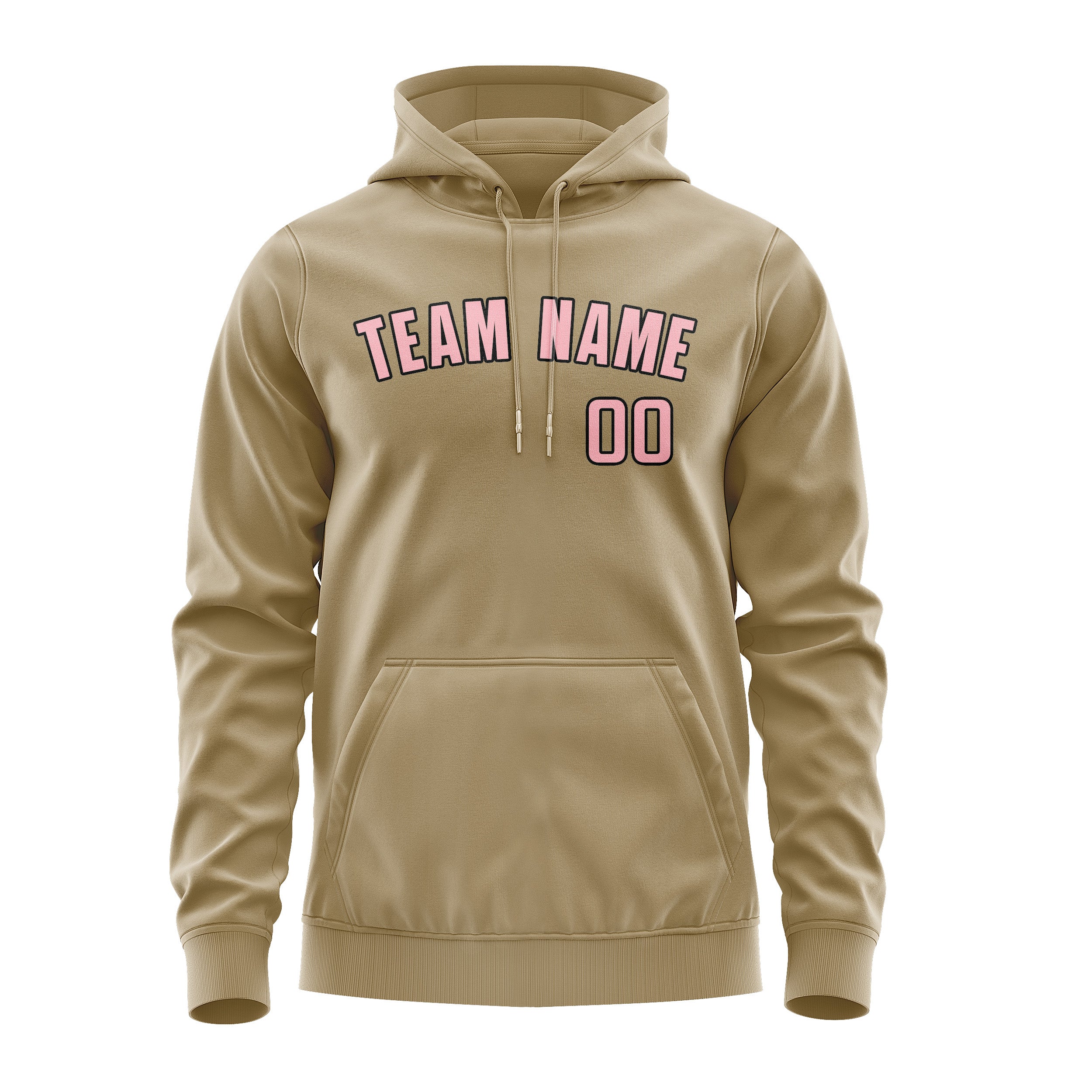 Maßgeschneidertes Hellkhaki Rosa Hoodie