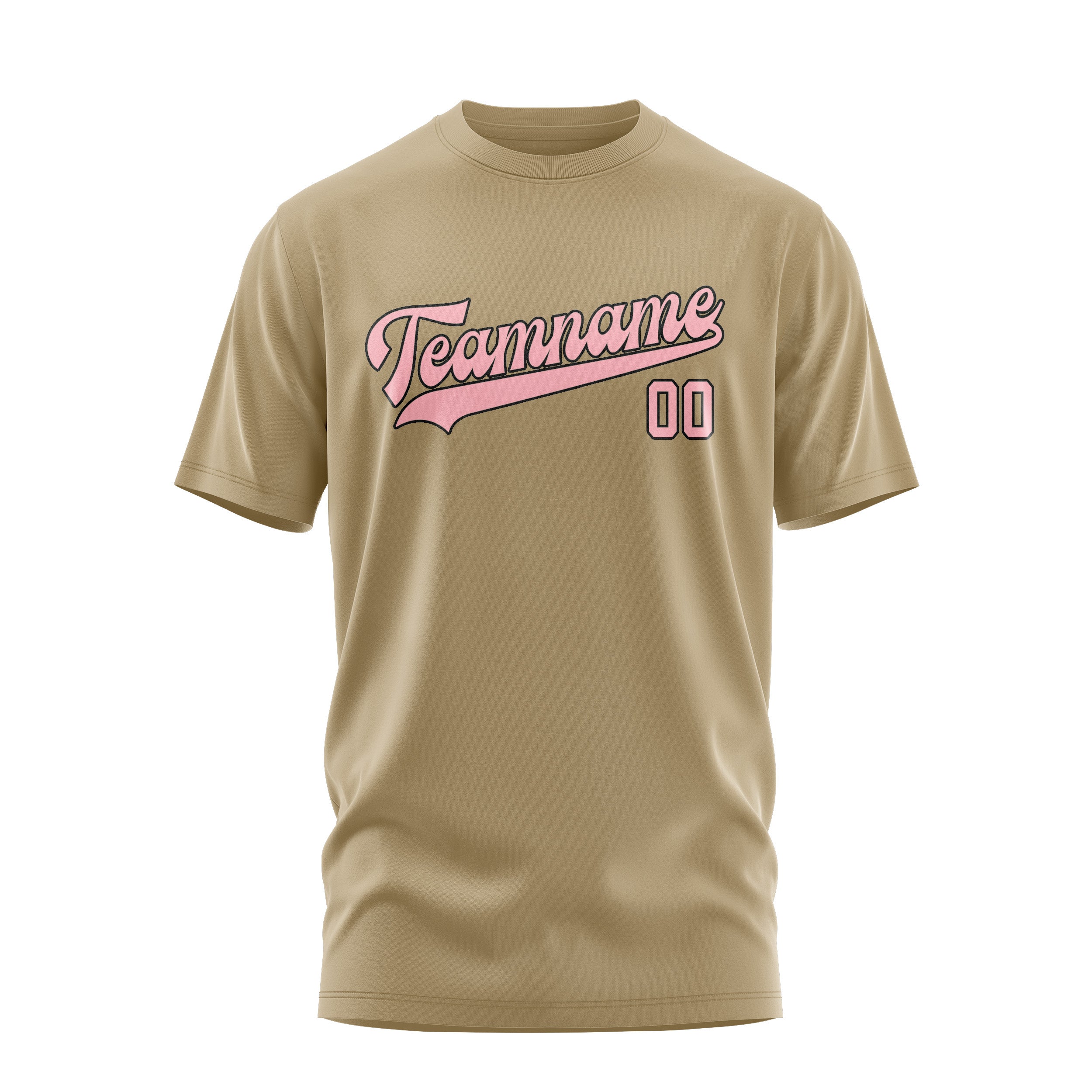 Maßgeschneidertes Hellkhaki Rosa T-Shirt