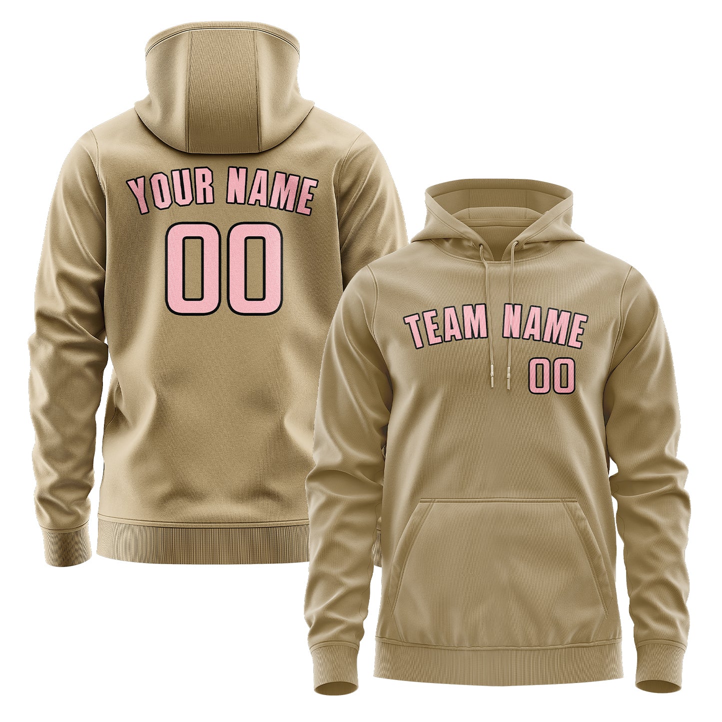 Maßgeschneidertes Hellkhaki Rosa Hoodie