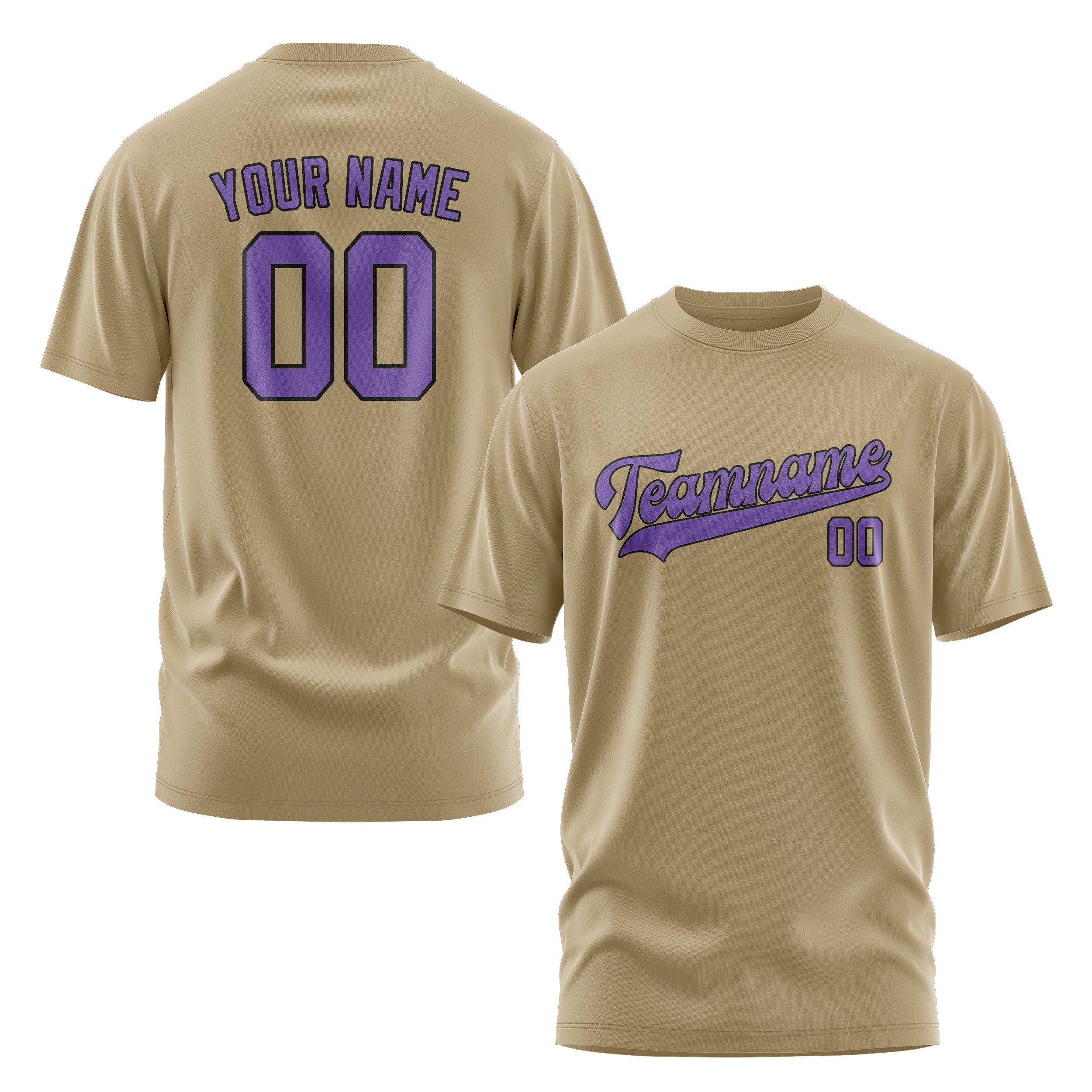 Maßgeschneidertes Hellkhaki Lavendel T-Shirt