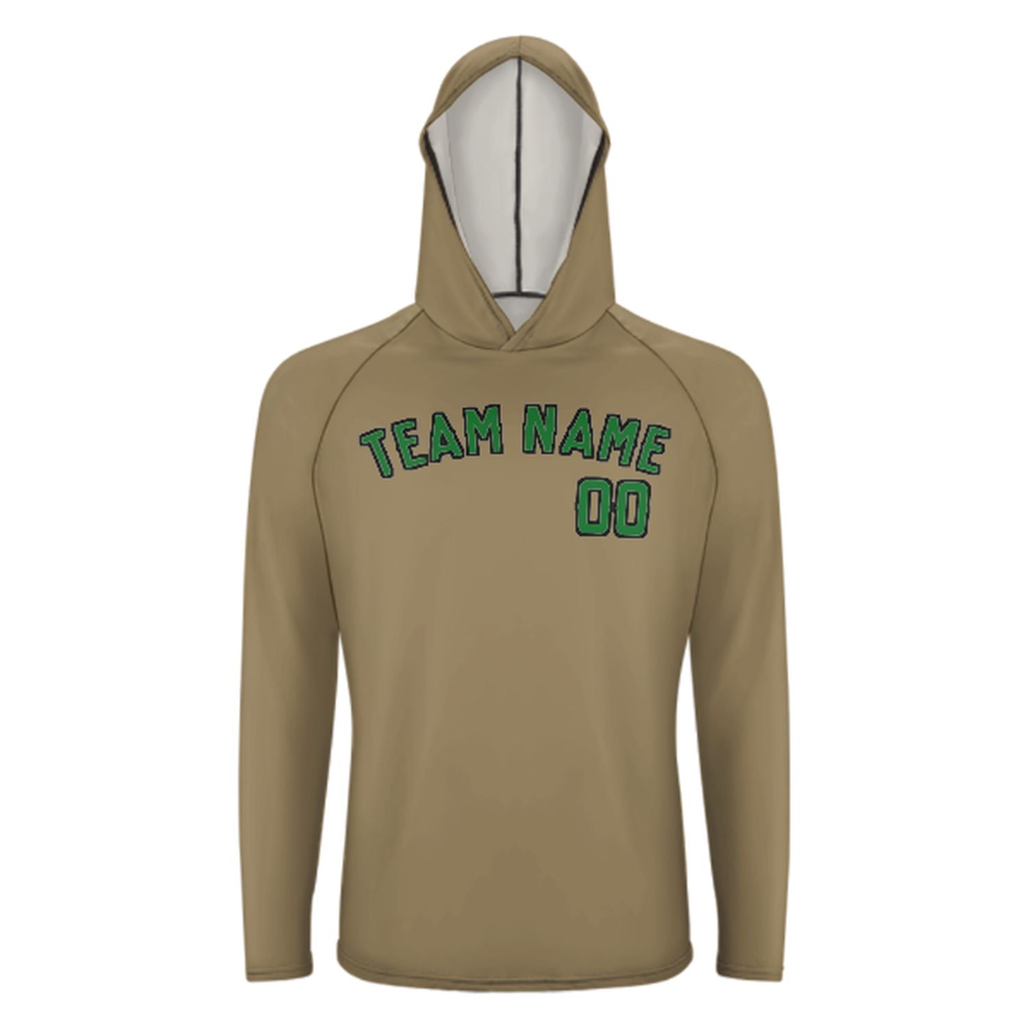 Maßgeschneidertes Hellkhaki Smaragdgrün UV-Hoodie