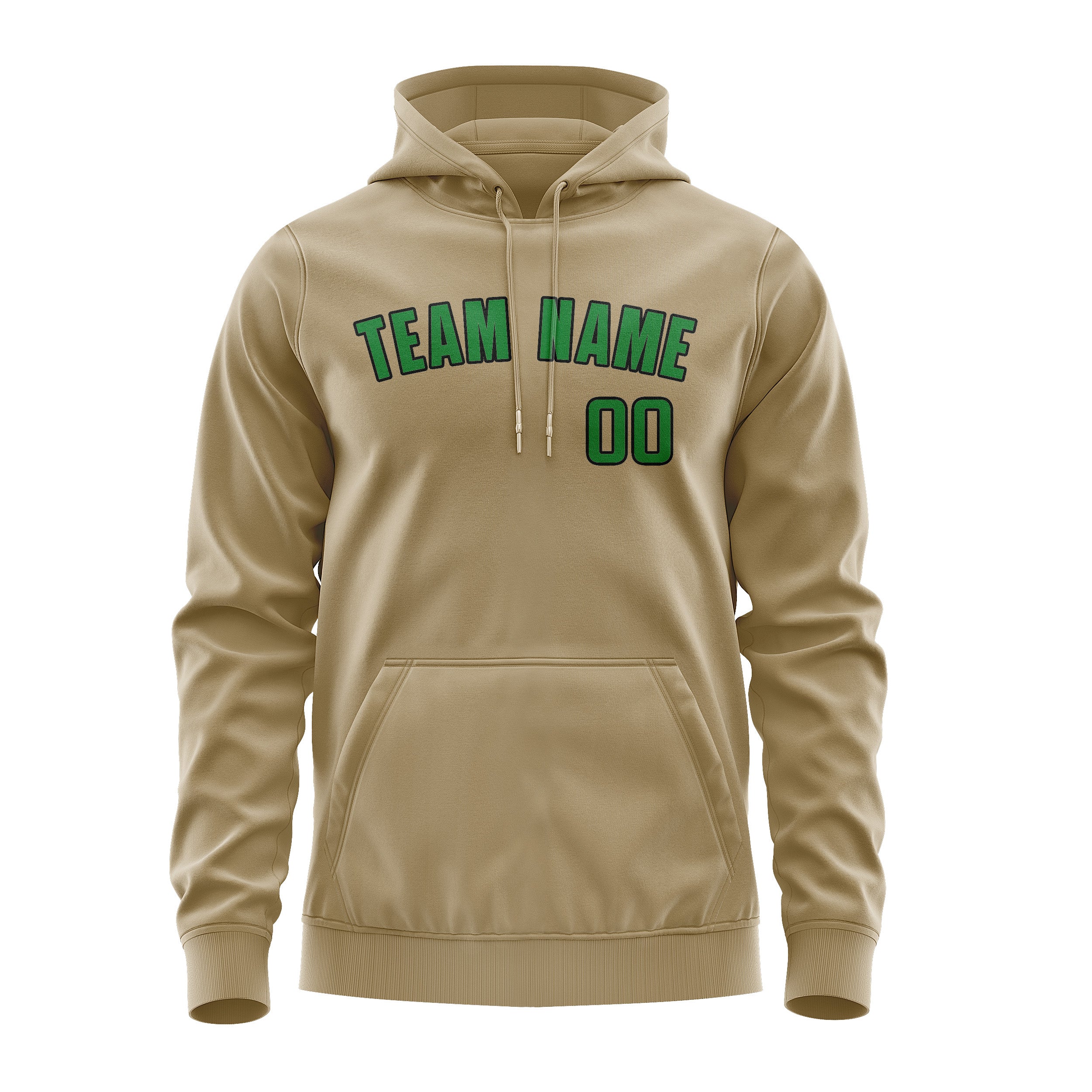Maßgeschneidertes Hellkhaki Smaragdgrün Hoodie