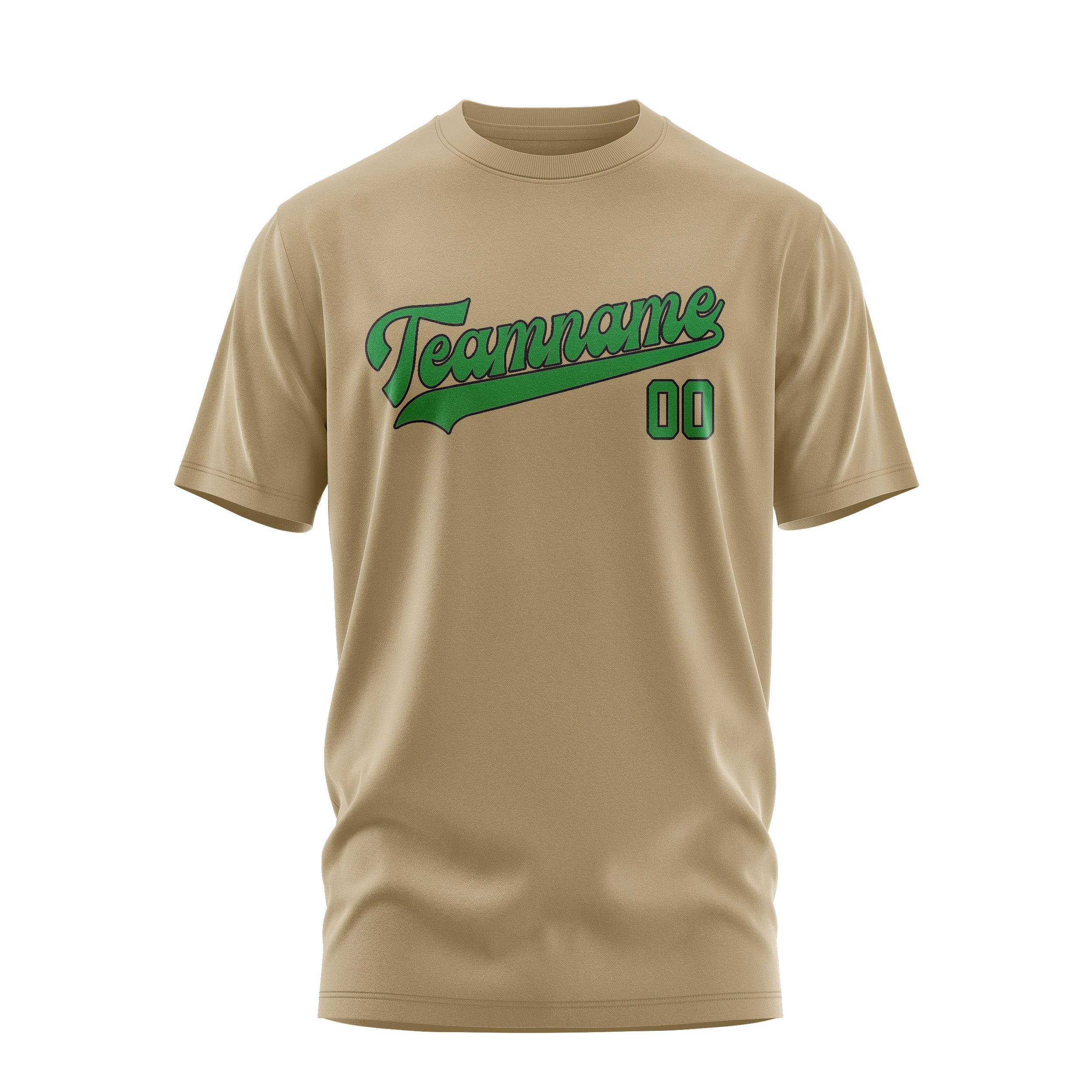 Maßgeschneidertes Hellkhaki Smaragdgrün T-Shirt