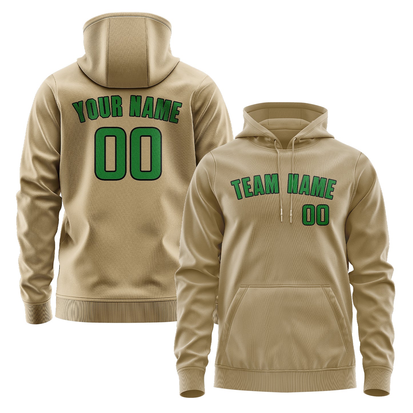 Maßgeschneidertes Hellkhaki Smaragdgrün Hoodie