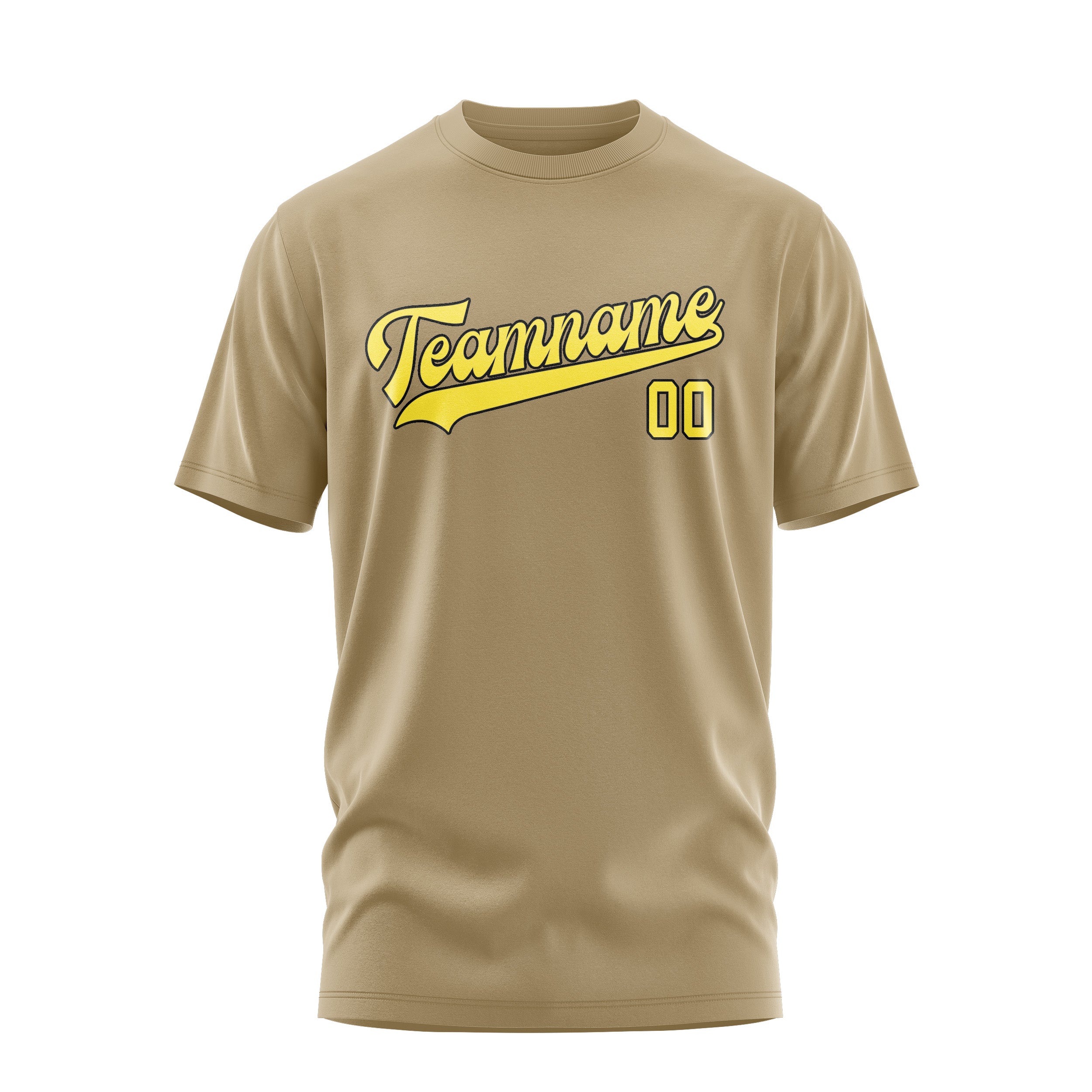 Maßgeschneidertes Hellkhaki Blassgelb T-Shirt