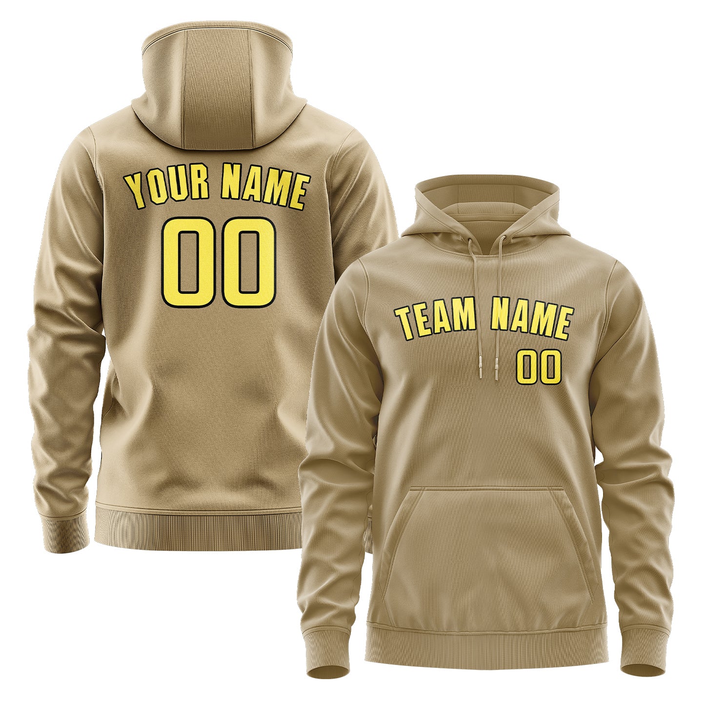 Maßgeschneidertes Hellkhaki Blassgelb Hoodie