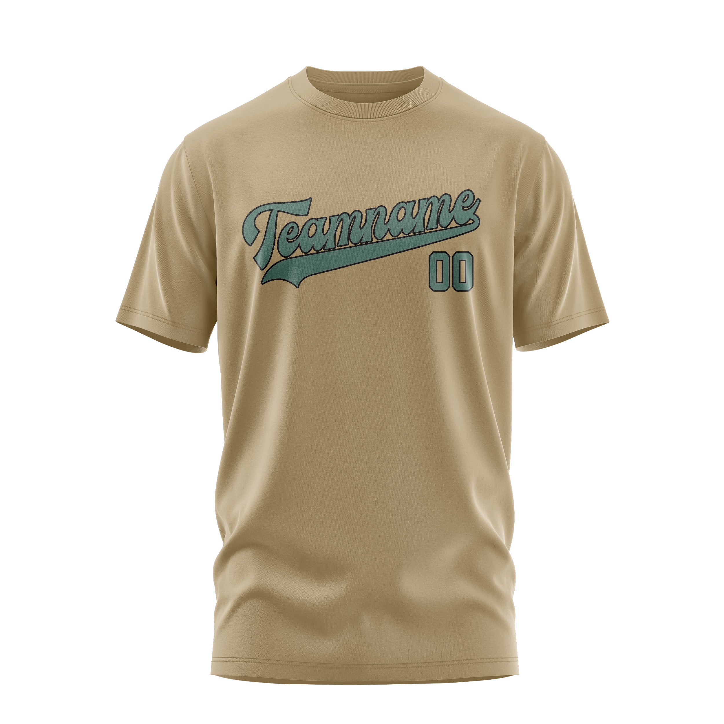 Maßgeschneidertes Hellkhaki Blaugrün T-Shirt