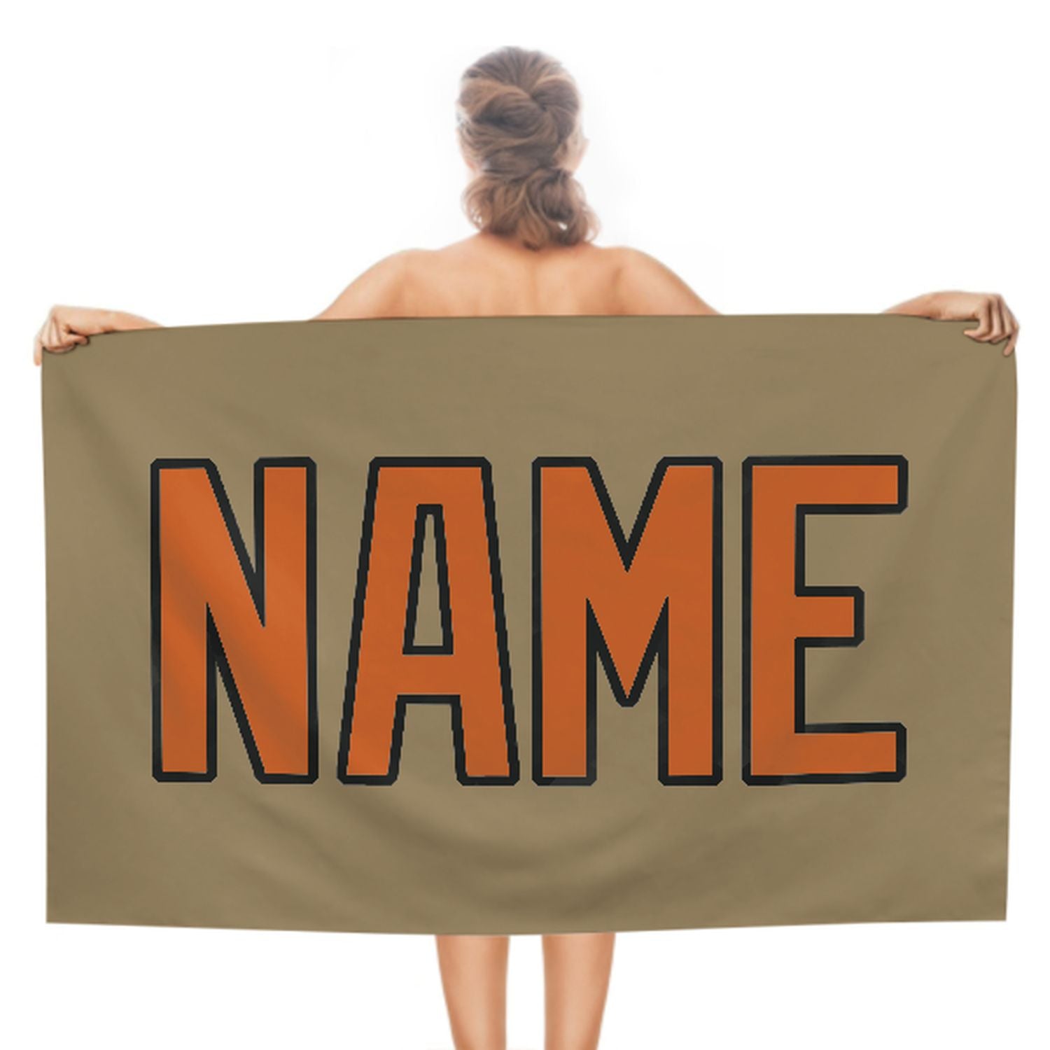 Maßgeschneidertes Hellkhaki Orange Strandtuch