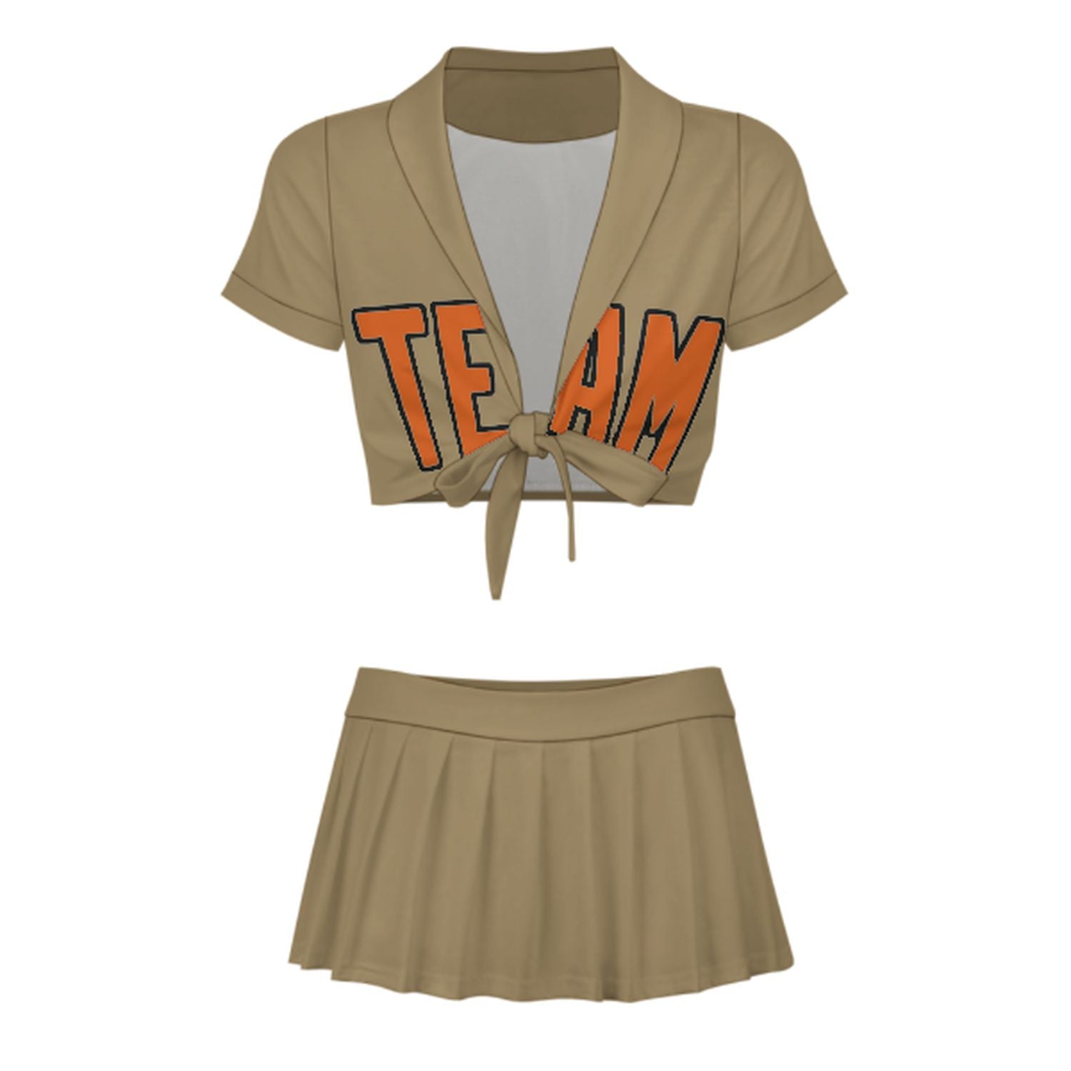 Maßgeschneidertes Hellkhaki Orange Cheerleader Outfit Set