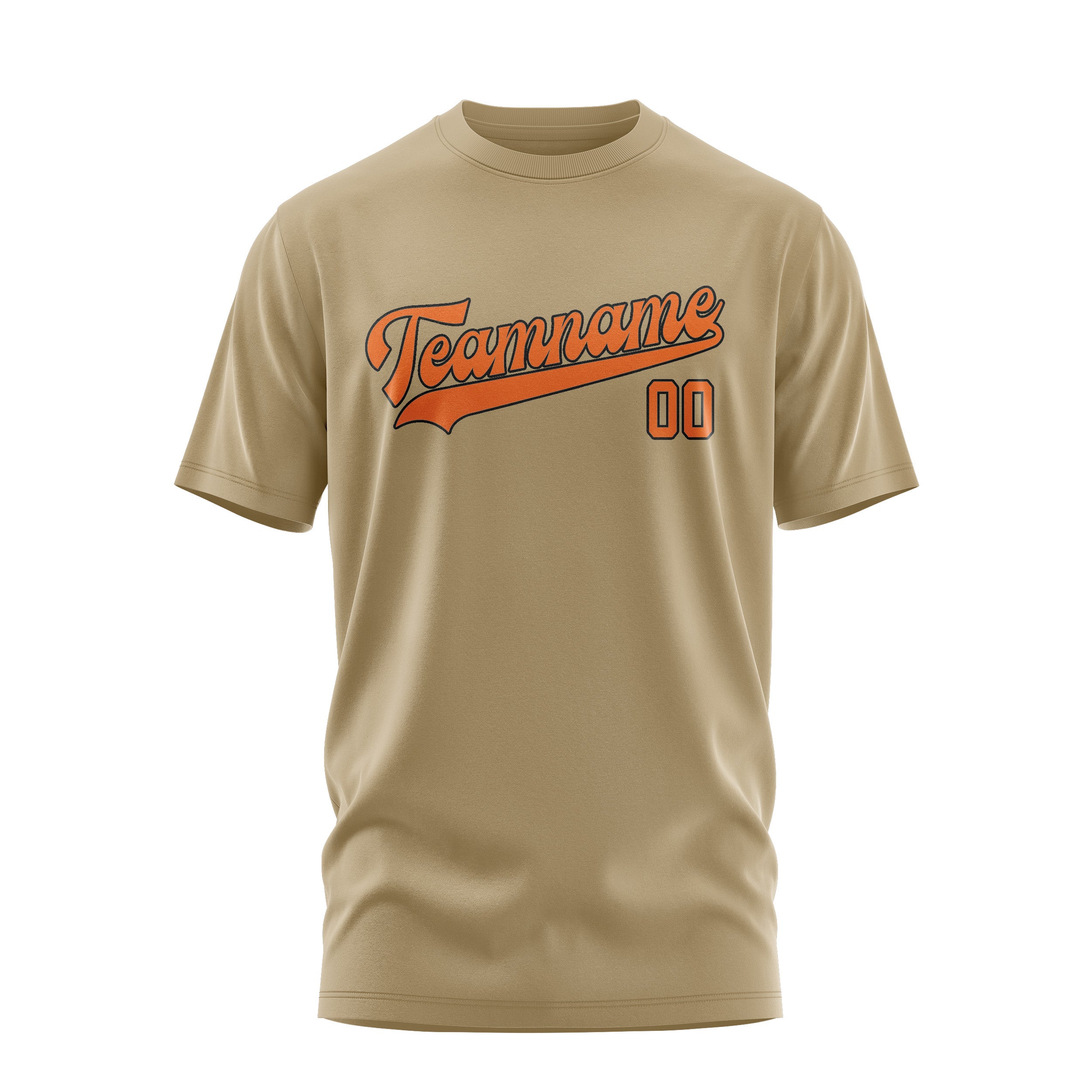 Maßgeschneidertes Hellkhaki Orange T-Shirt