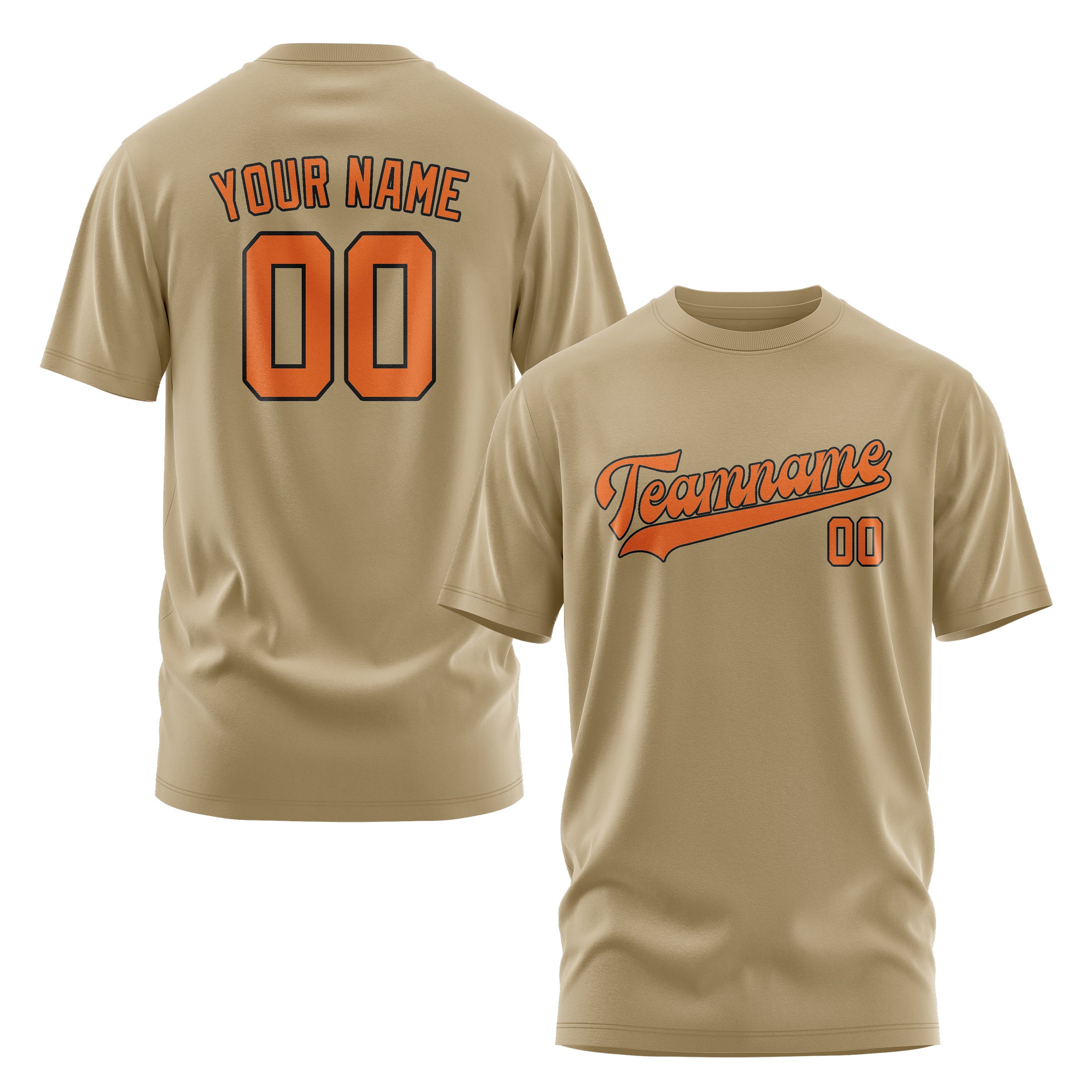 Maßgeschneidertes Hellkhaki Orange T-Shirt