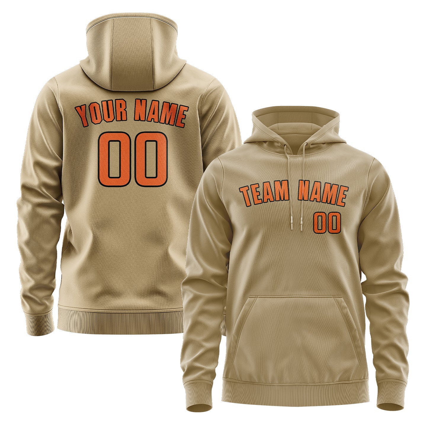 Maßgeschneidertes Hellkhaki Orange Hoodie