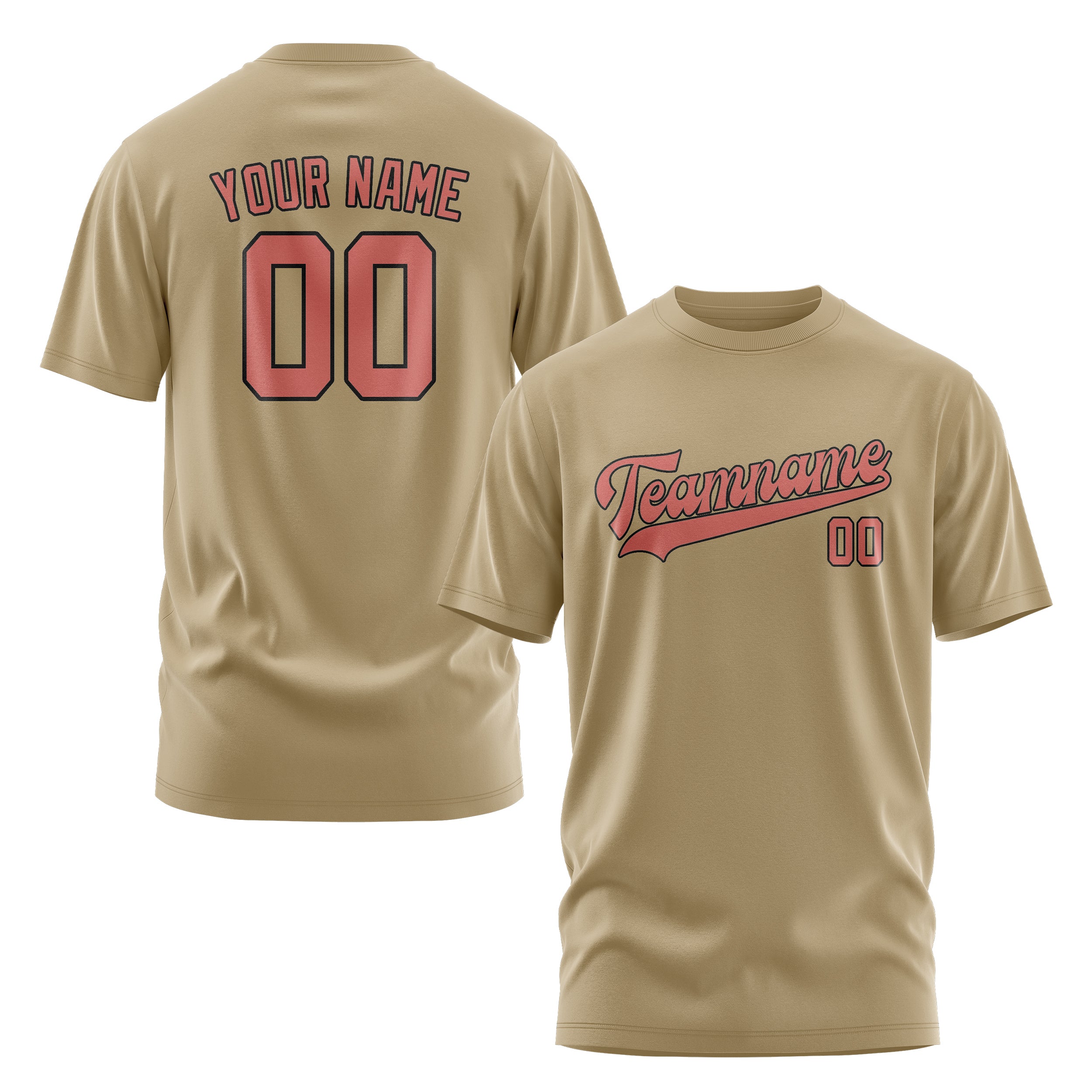 Maßgeschneidertes Hellkhaki Kupferrose T-Shirt