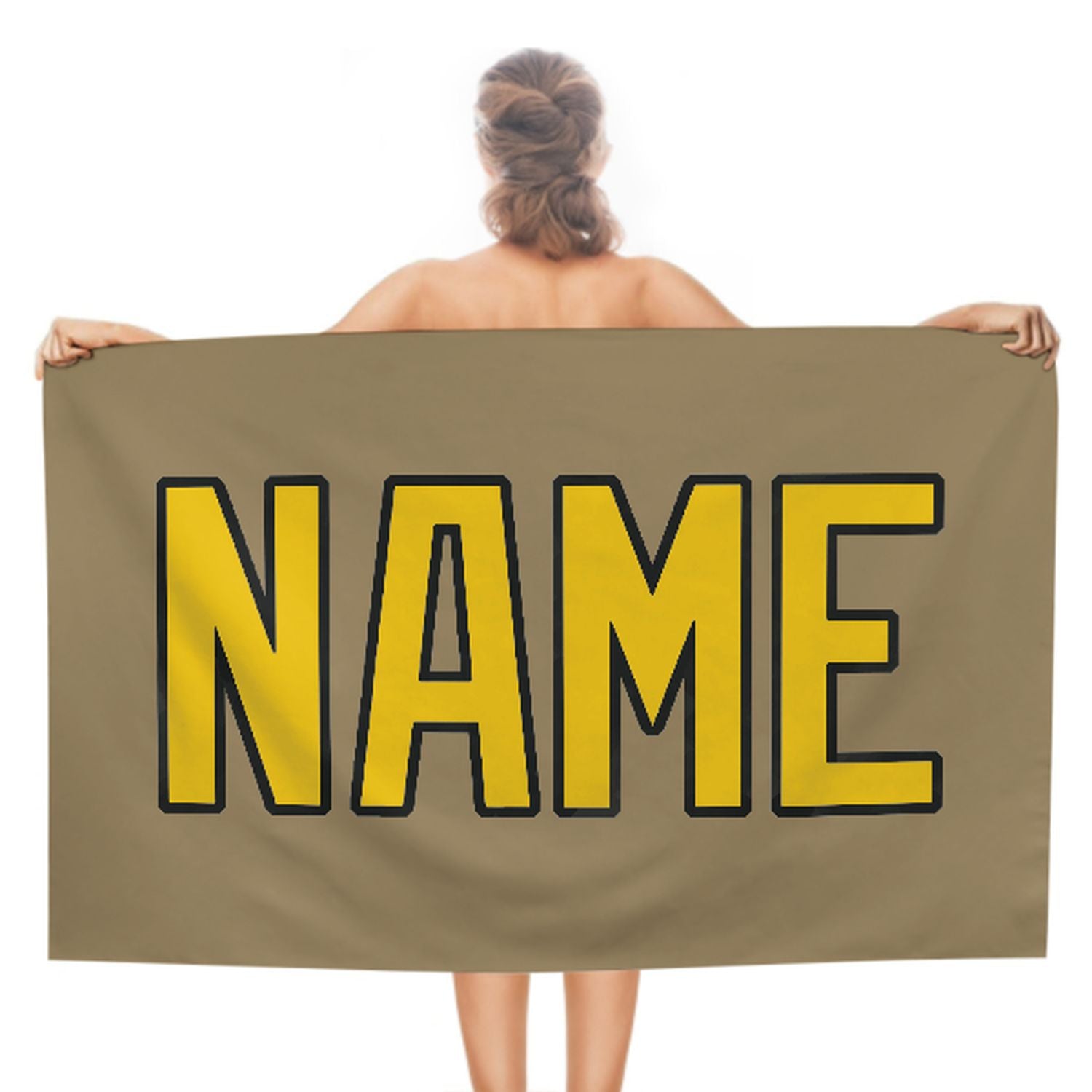 Maßgeschneidertes Hellkhaki Gold Strandtuch