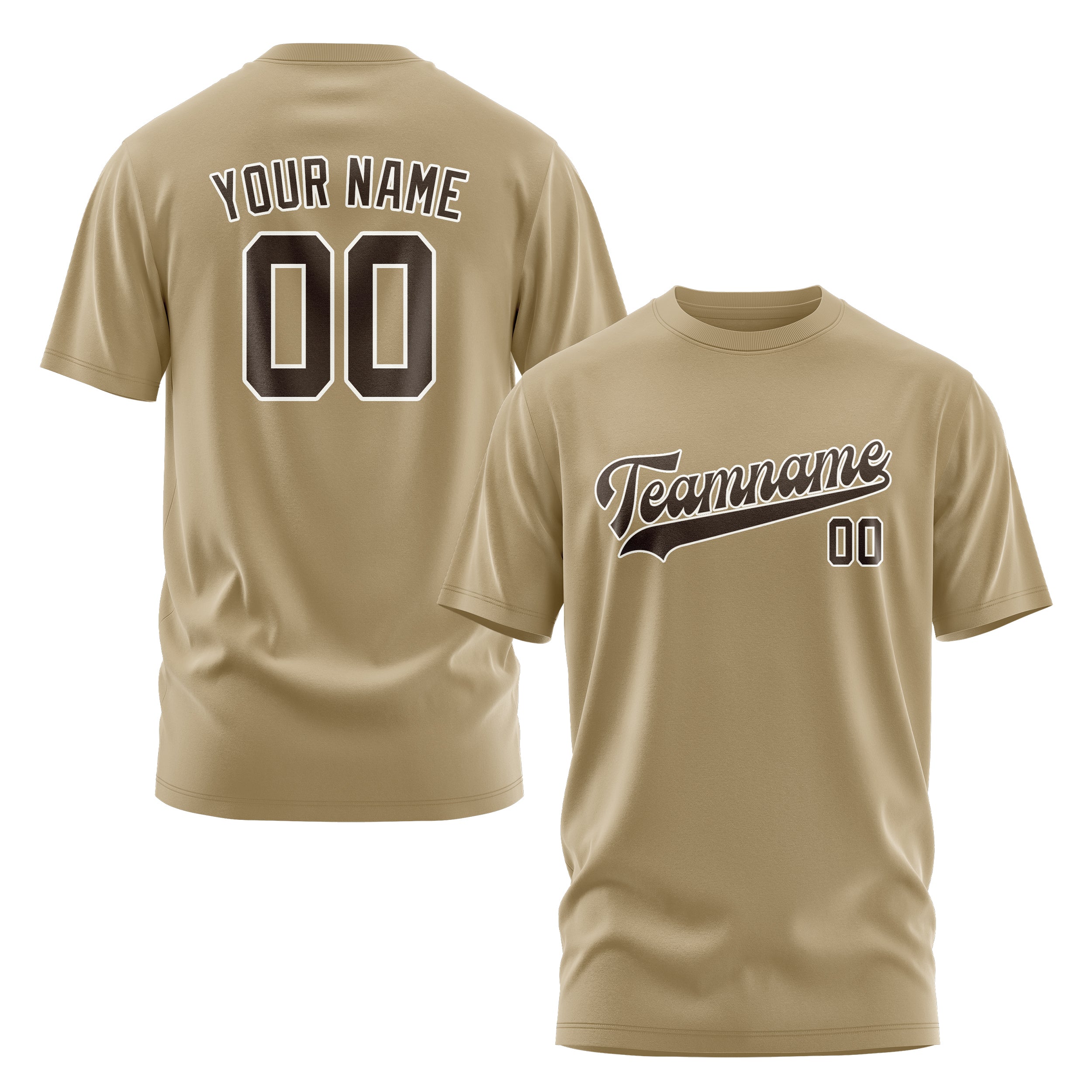 Maßgeschneidertes Hellkhaki Braun T-Shirt
