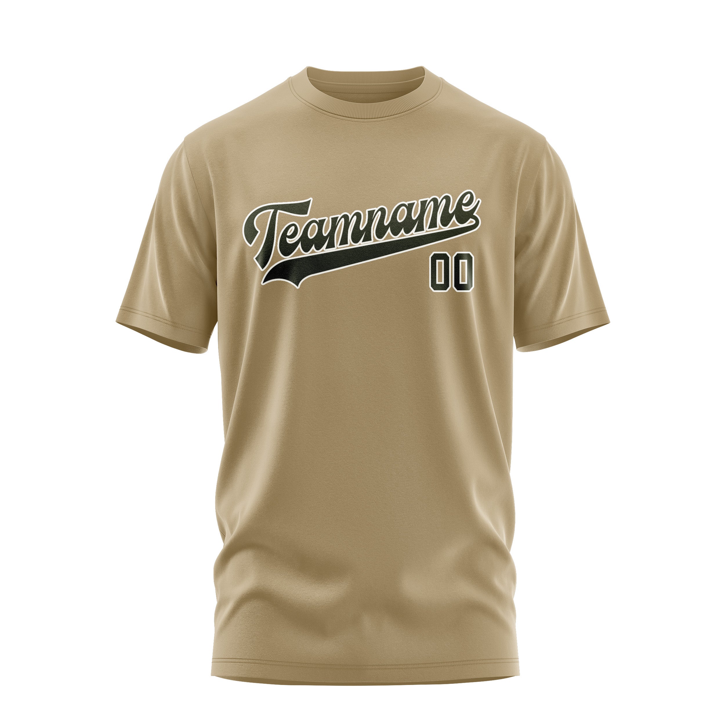 Maßgeschneidertes Hellkhaki Dunkles Oliv T-Shirt