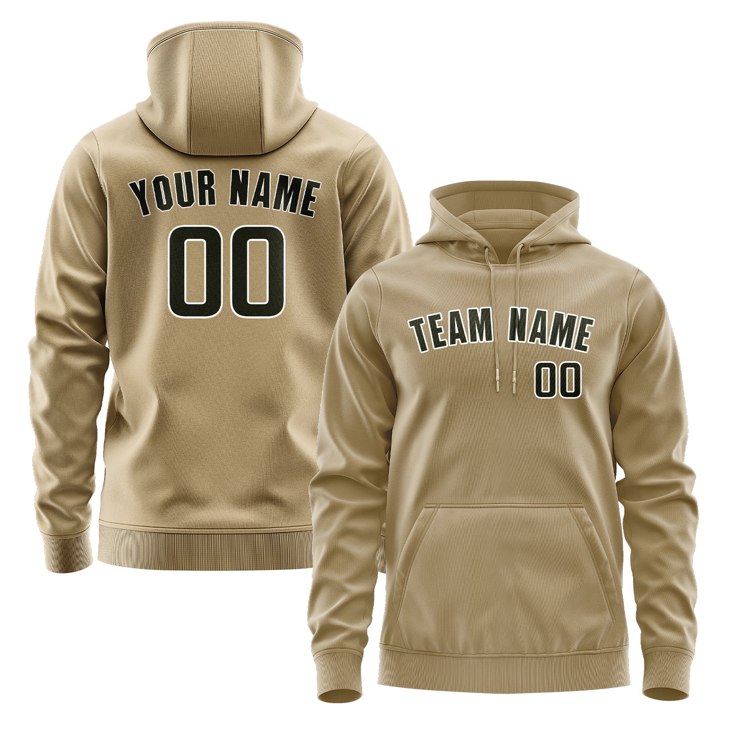 Maßgeschneidertes Hellkhaki Dunkles Oliv Hoodie