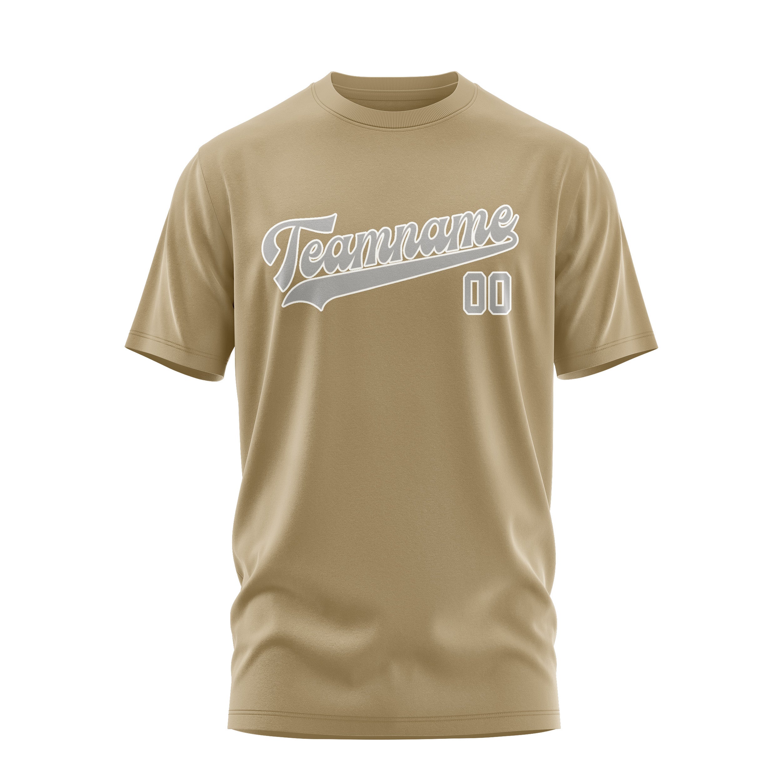 Maßgeschneidertes Hellkhaki Grau T-Shirt