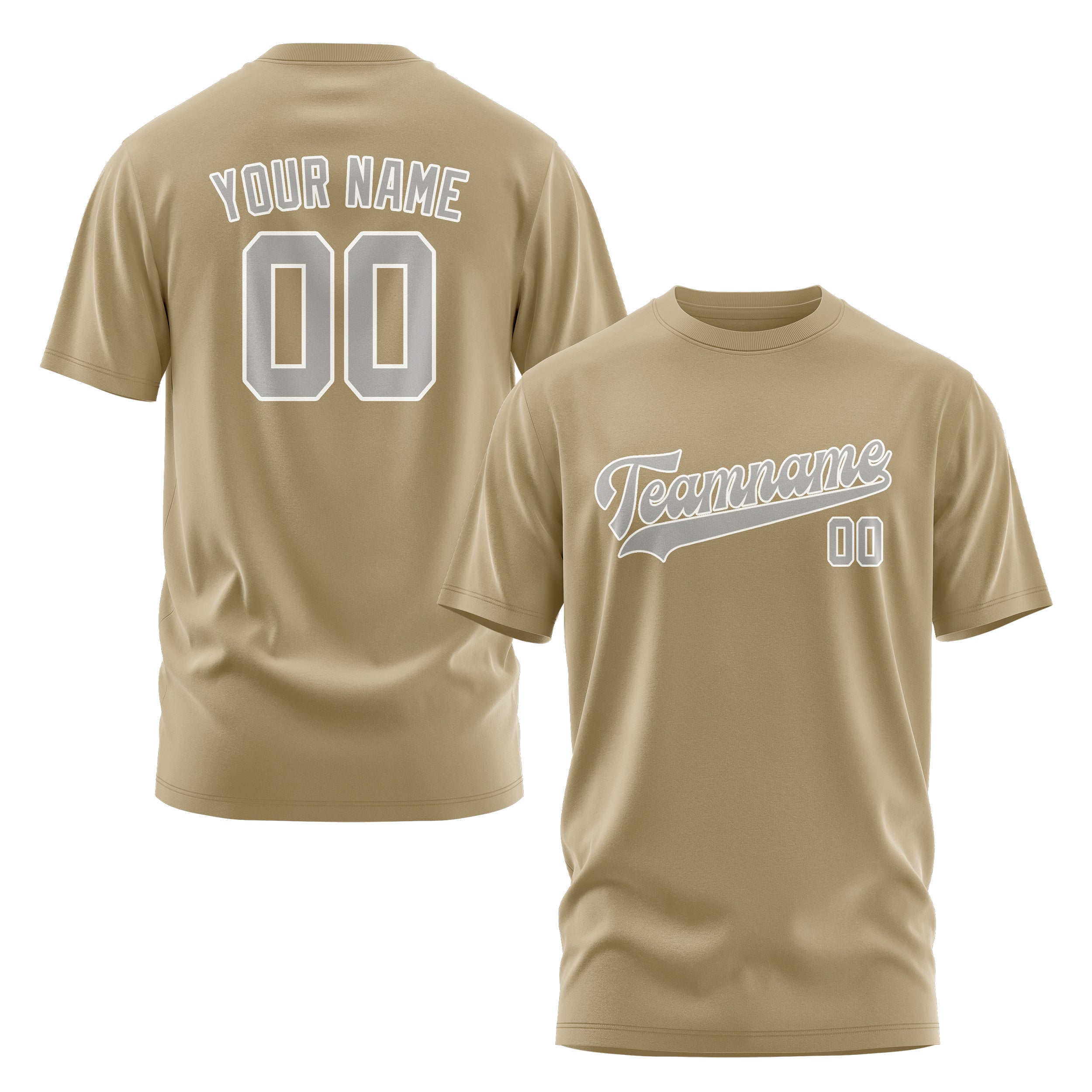 Maßgeschneidertes Hellkhaki Grau T-Shirt