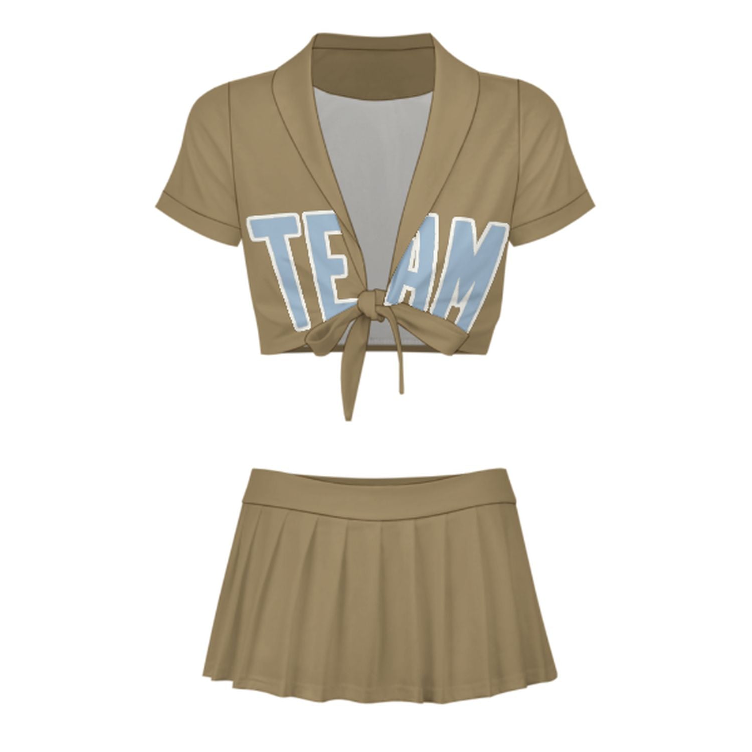 Maßgeschneidertes Hellkhaki Hellblau Cheerleader Outfit Set