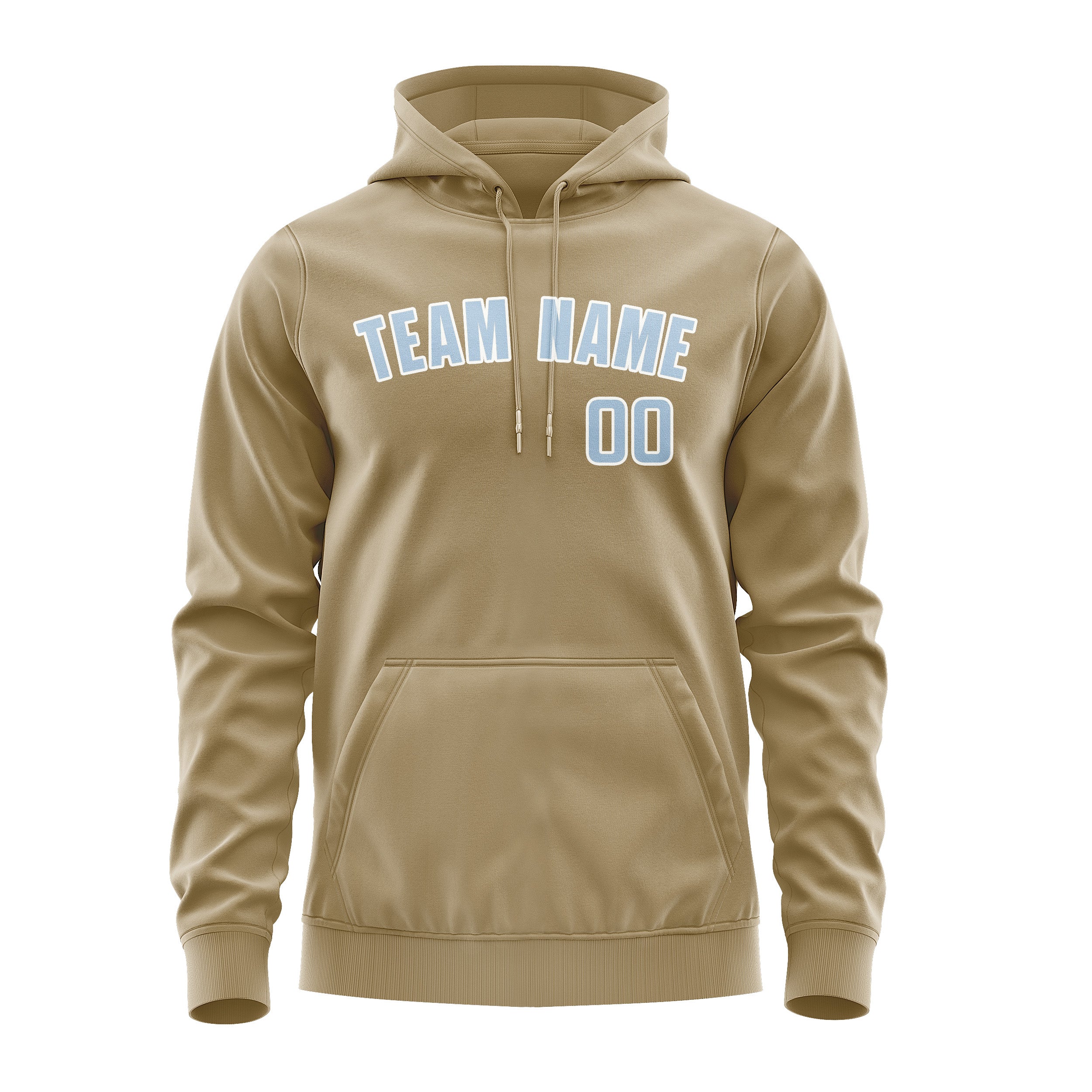 Maßgeschneidertes Hellkhaki Hellblau Hoodie